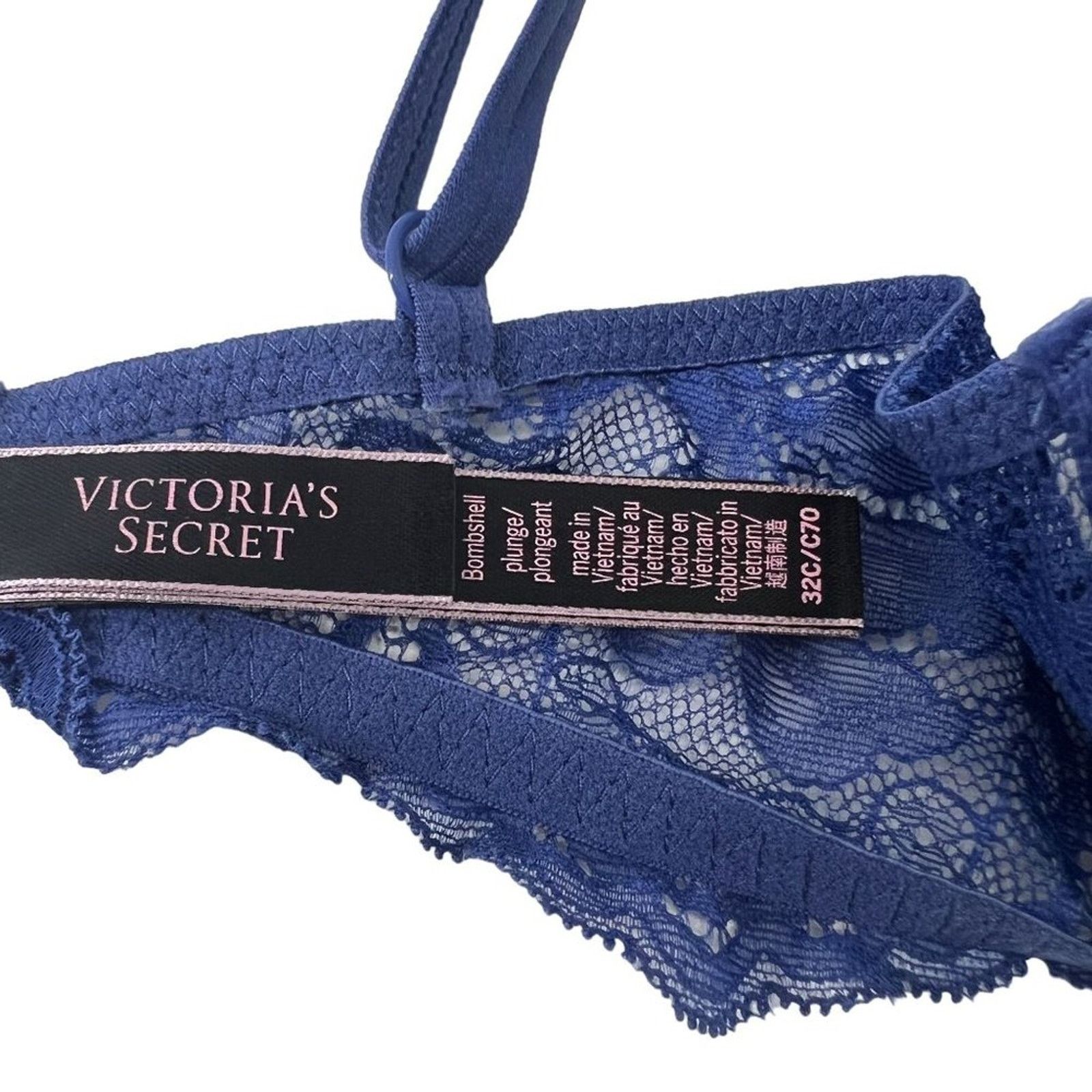 Victoria's Secret Victoria's Secret Bombshell Plunge Blue Lace Detail 32C Size ONE SIZE - 3 Thumbnail