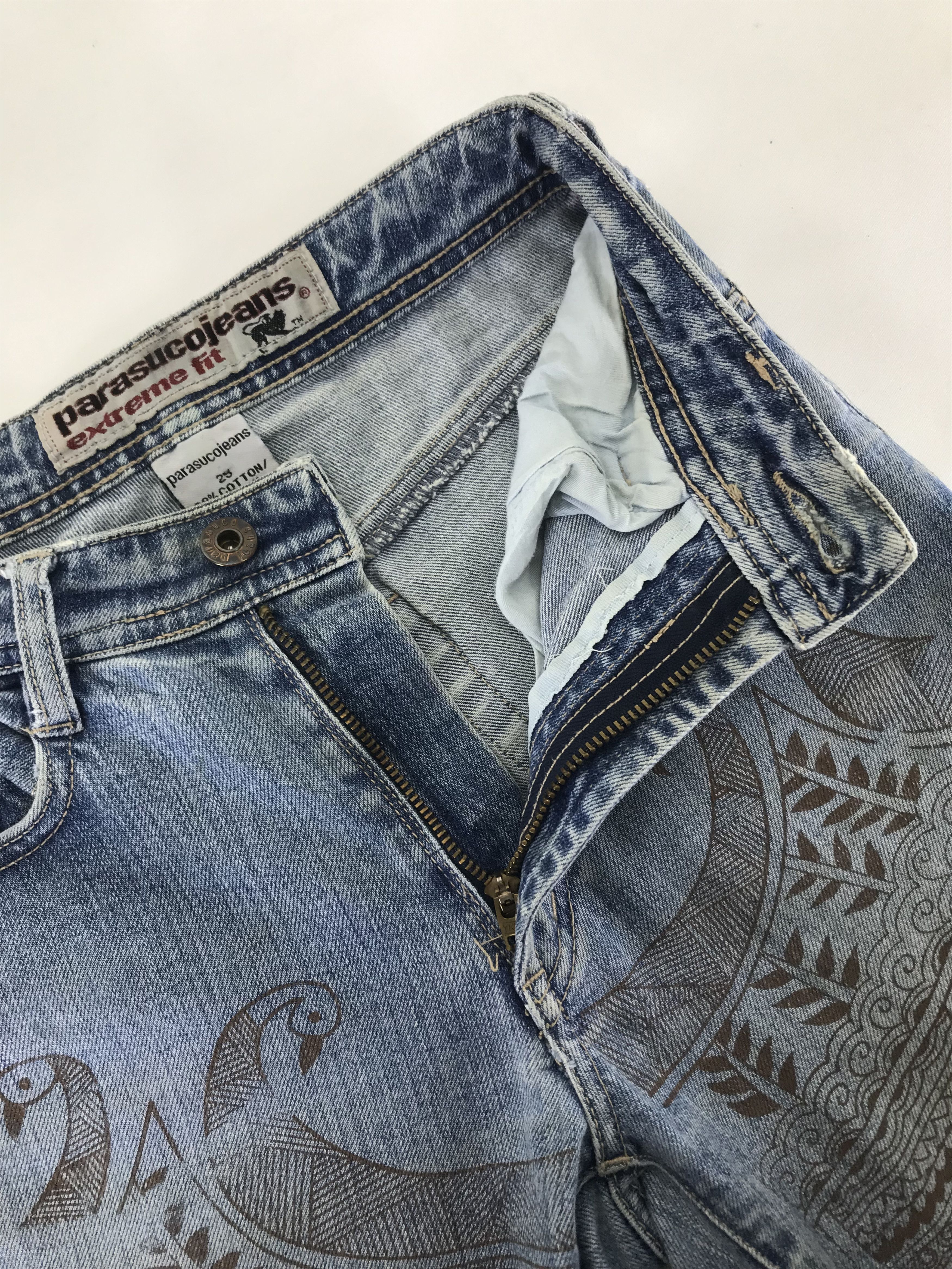 Parasuco Vintage Parasuco Art Pattern Flare Jeans Size 23" - 9 Thumbnail