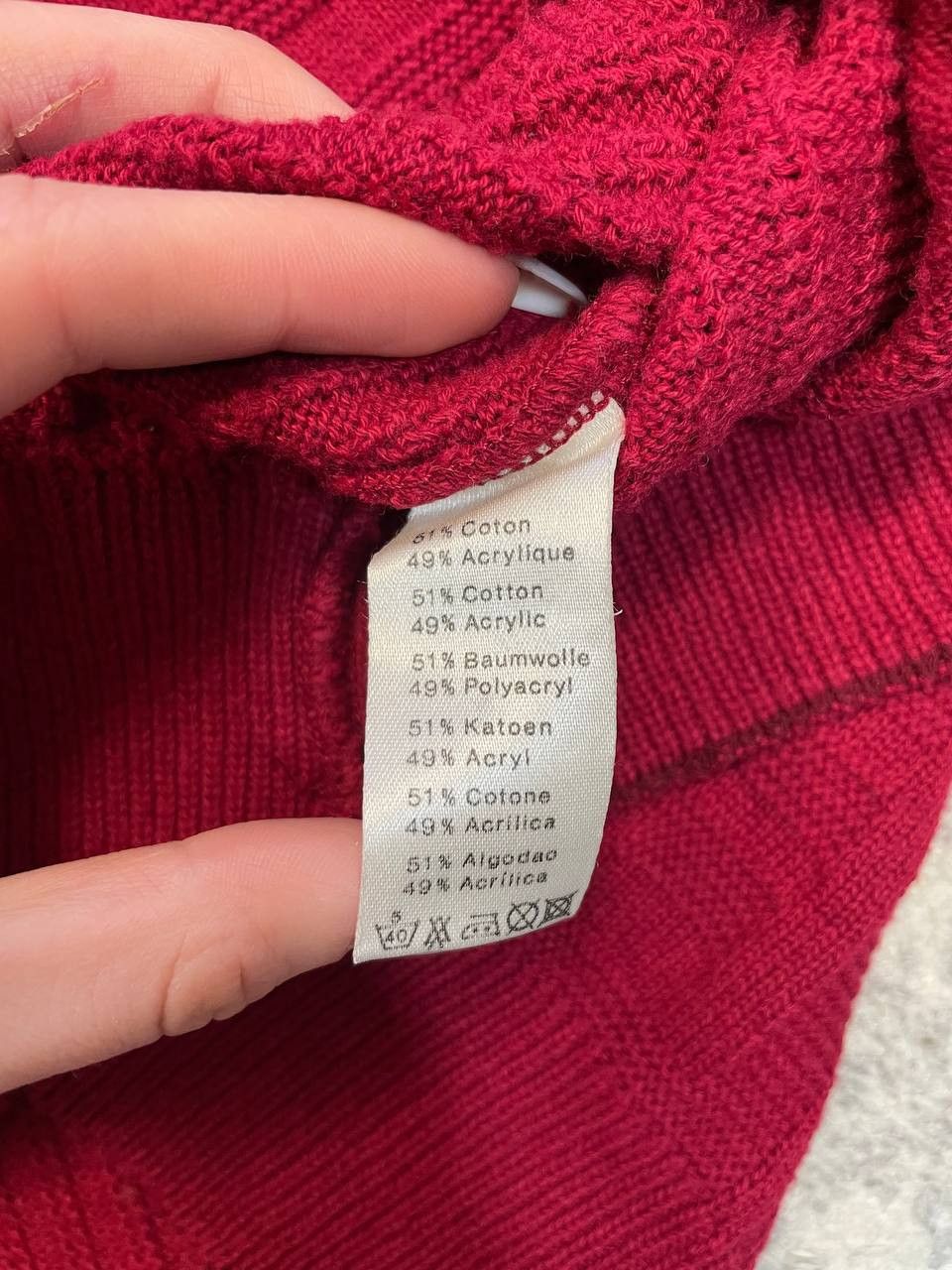 Lacoste Vintage Lacoste Cotton/Acrylic Sweater France Burgundy Size US L / EU 52-54 / 3 - 12 Thumbnail