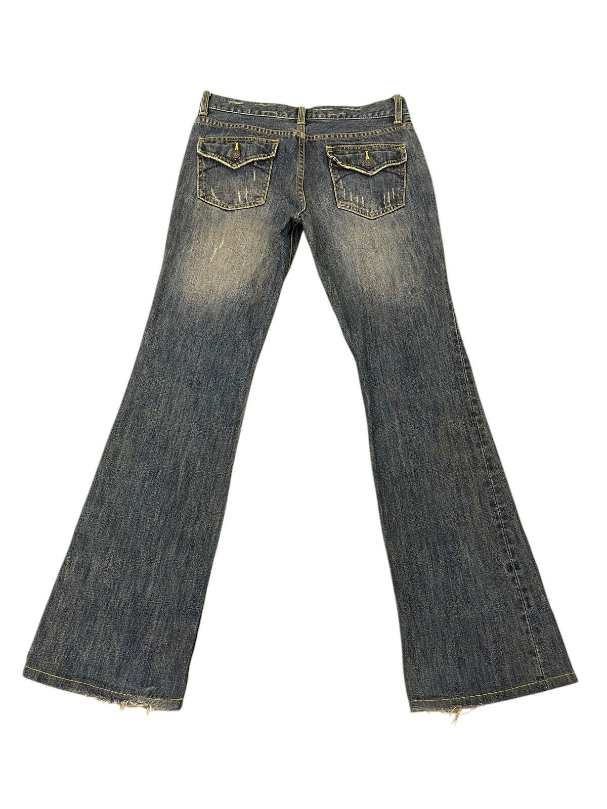 Japanese Brand Flare Jeans Honeysuckle Rose Faded Distress Boot Cut 7🟦 Size US 29 - 11 Thumbnail