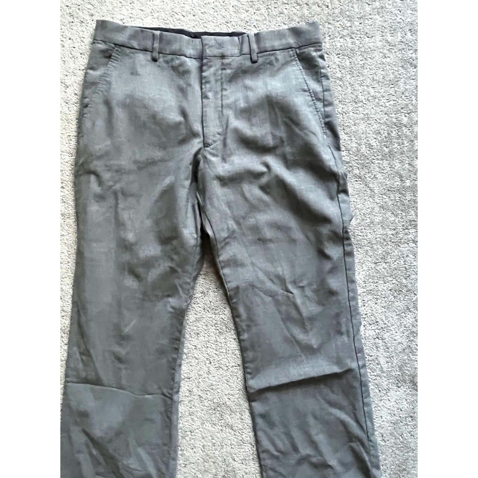 Express Express Producer Men's Dress Pants 32x34 Gray Wool Blend Modern Fit Flat Front Straight Leg Size US 32 / EU 48 - 2 Thumbnail