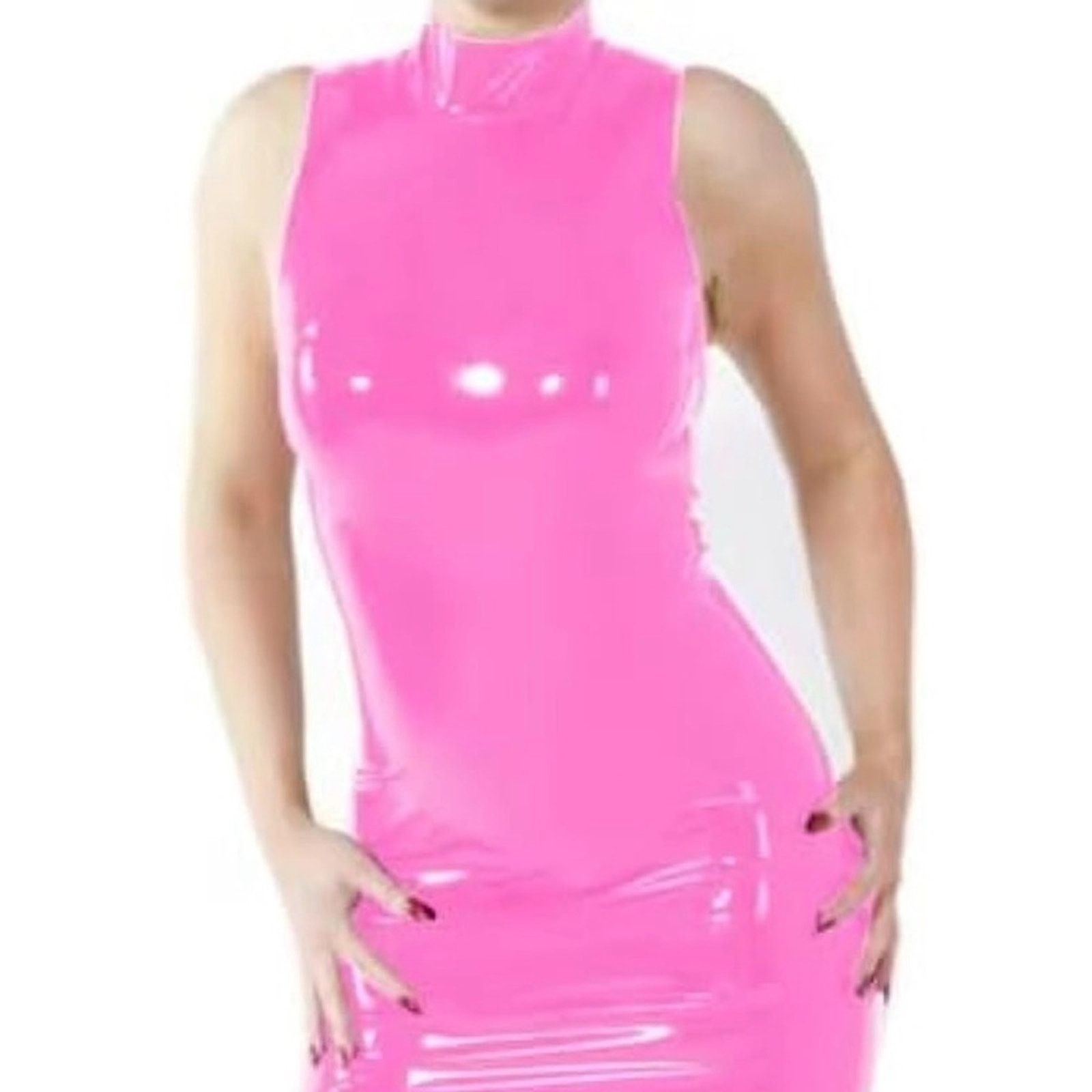 Other Vibrant Hot Pink Sleeveless Mini Vinyl Latex Dress size XS Size XS / US 0-2 / IT 36-38 - 2 Thumbnail