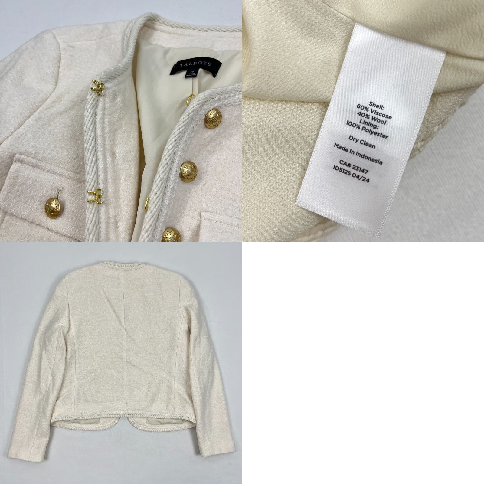 Talbots Talbots Blazer Jacket Womens Size 10 Ivory White Wool Gold Buttons Career Church Websites: N/A Size L / US 10 / IT 46 - 8 Thumbnail