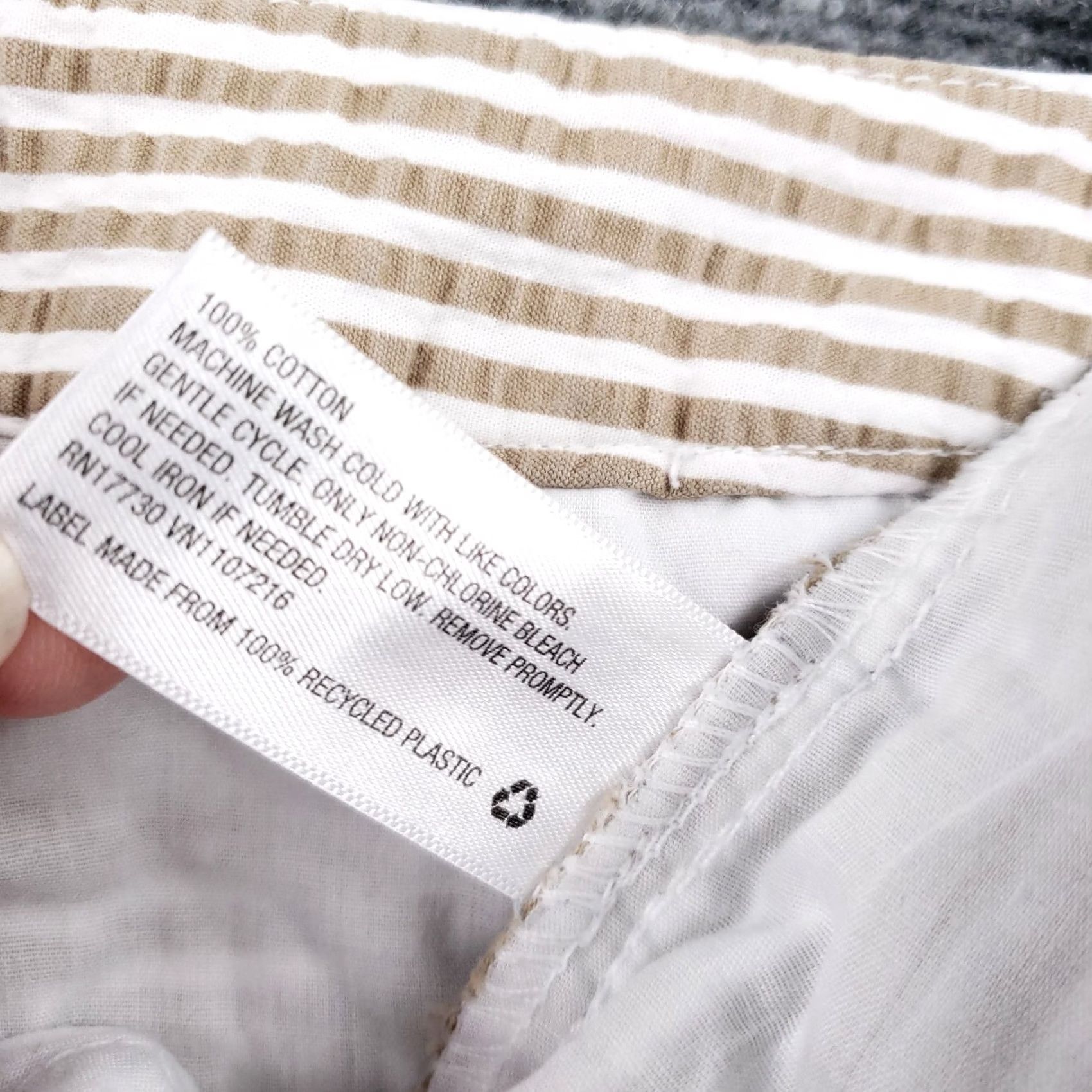 Vintage A New Day Womens Shorts 2 Tan Crinkle Chino Mid-Rise Striped Flat Front Casual Size 26" / US 2 / IT 38 - 4 Thumbnail