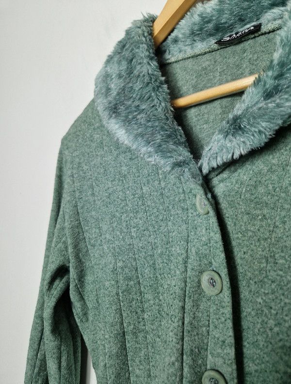 Hysteric Glamour × If Six Was Nine vintage faux fur green cardigan Size L / US 10 / IT 46 - 2 Thumbnail