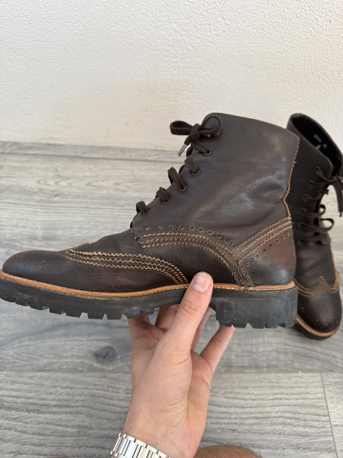 Givenchy Brown Brogue Combat Boots with Lug Sole Size US 7 / EU 40 - 12 Thumbnail