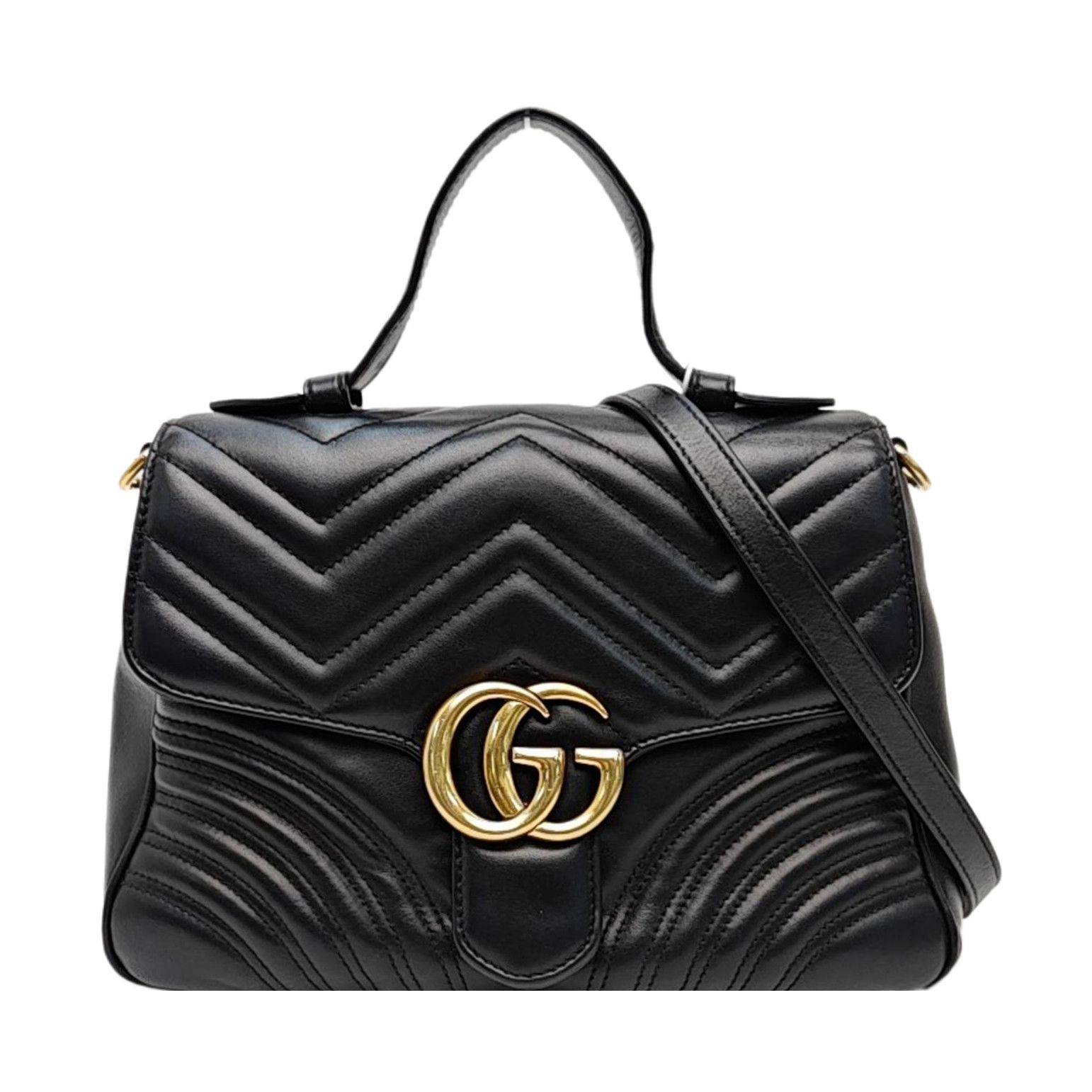 Gucci Gucci GG Marmont Black Leather Quilted Handle Bag Size ONE SIZE - 1 Thumbnail