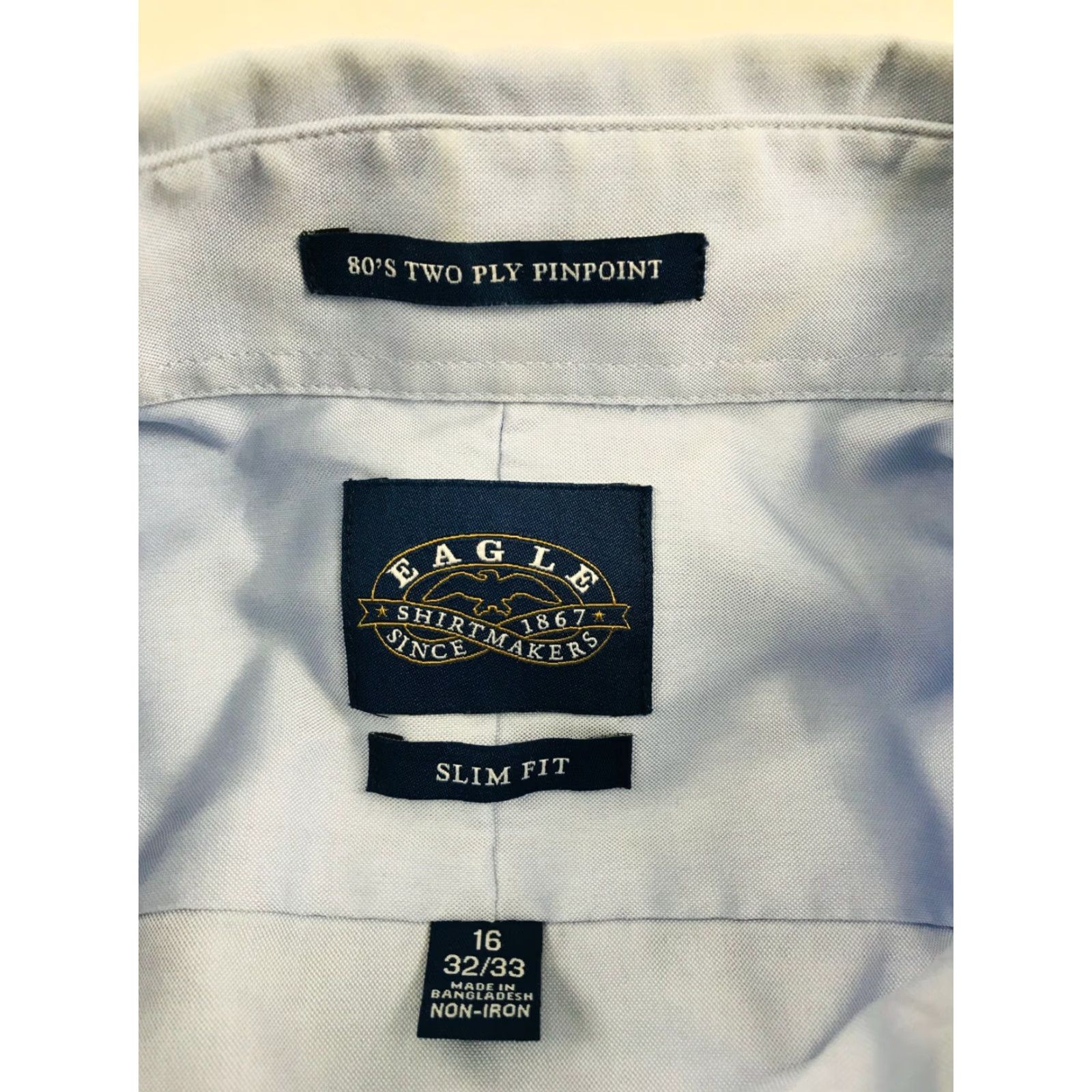 Vintage Eagle Shirt Men's Size 16 Button Down Long Sleeve Slim Fit Non Iron Pocket Sky Blue Size US L / EU 52-54 / 3 - 5 Thumbnail