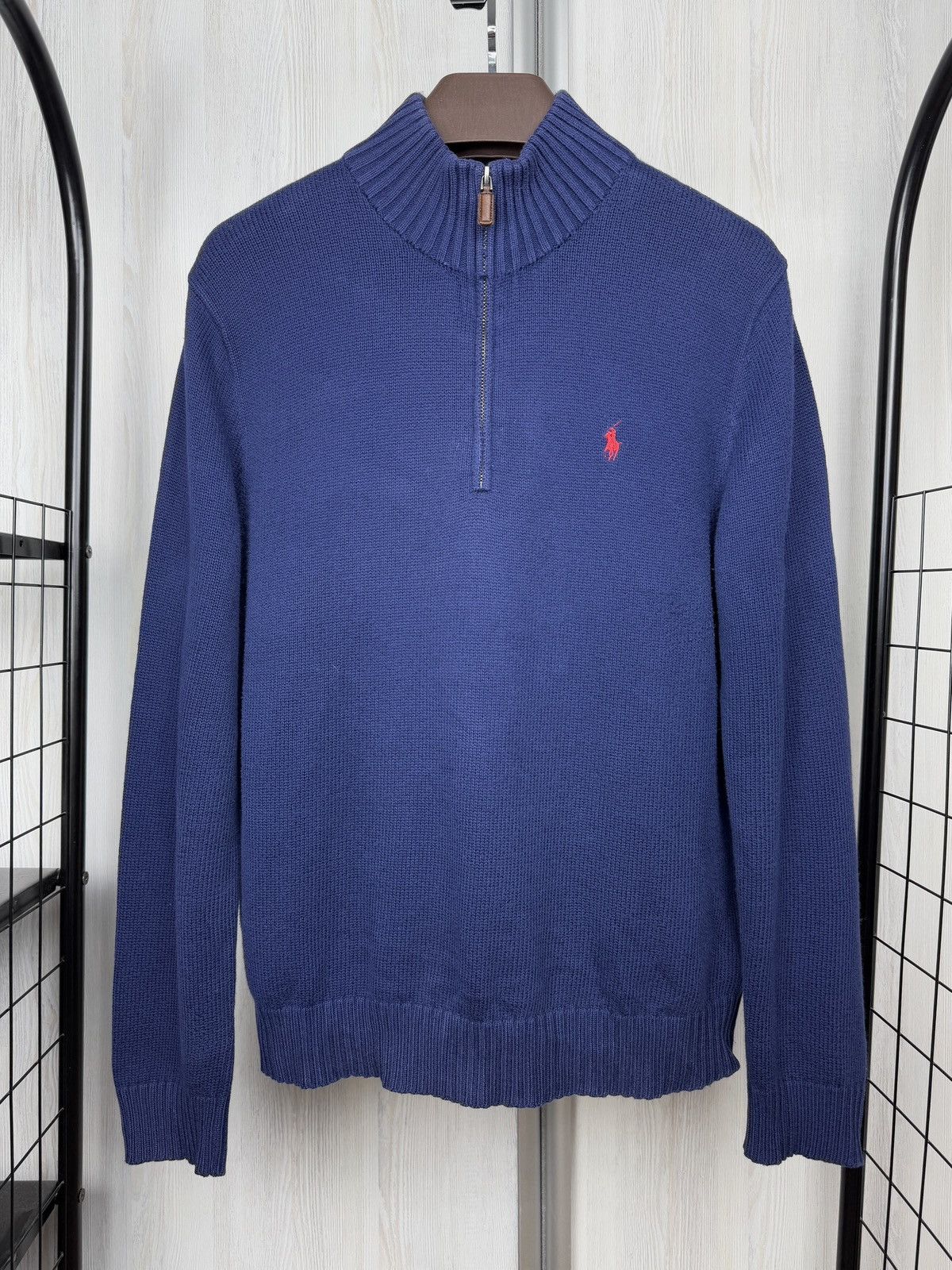 Polo Ralph Lauren Polo Ralph Lauren Sweater Blue 1/4 Zip Cotton Knit Pullover Size US M / EU 48-50 / 2 - 2 Thumbnail