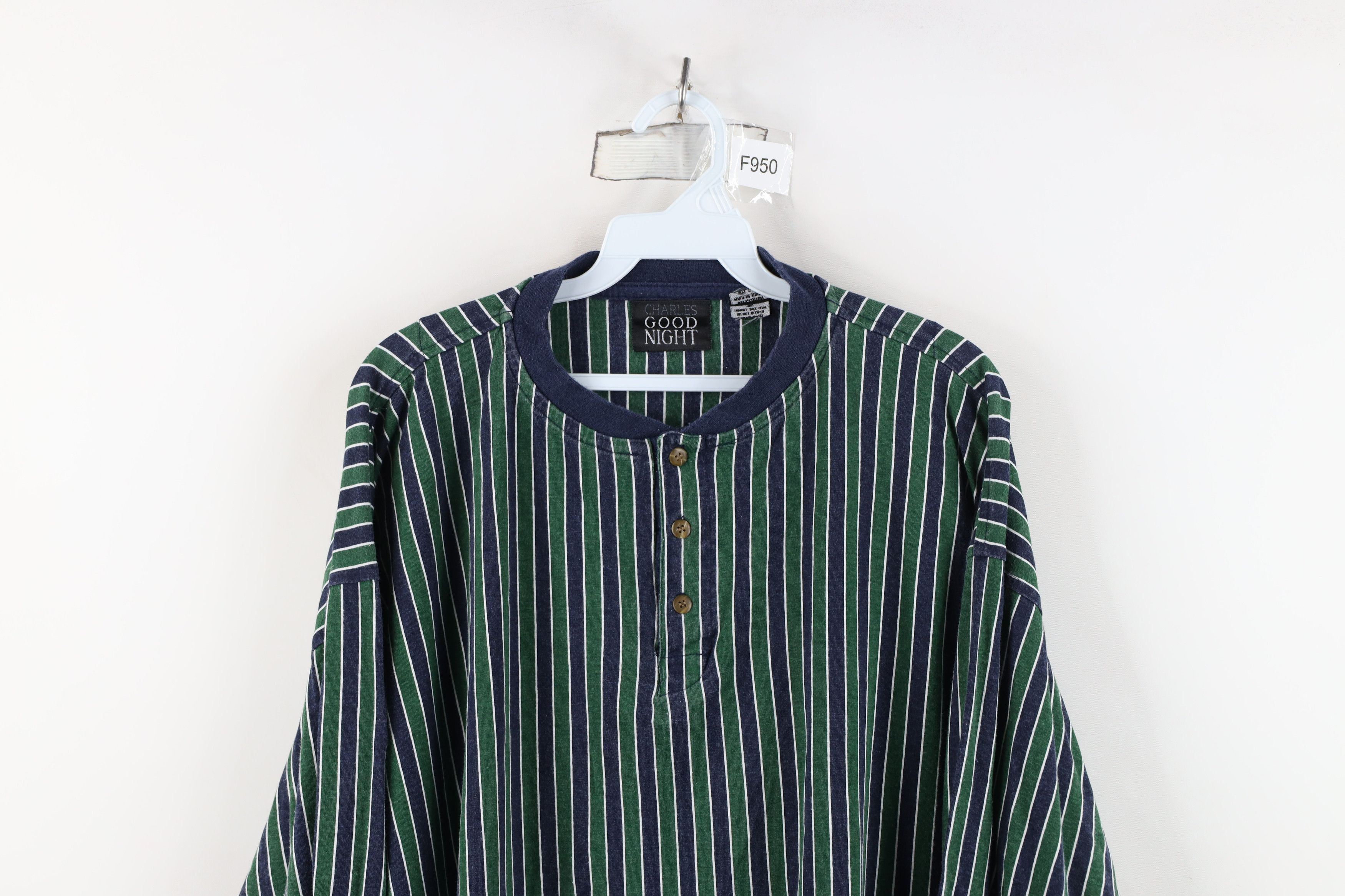 Vintage Vintage 90s Streetwear Striped Long Sleeve Henley T-Shirt Size US XXL / EU 58 / 5 - 2 Thumbnail