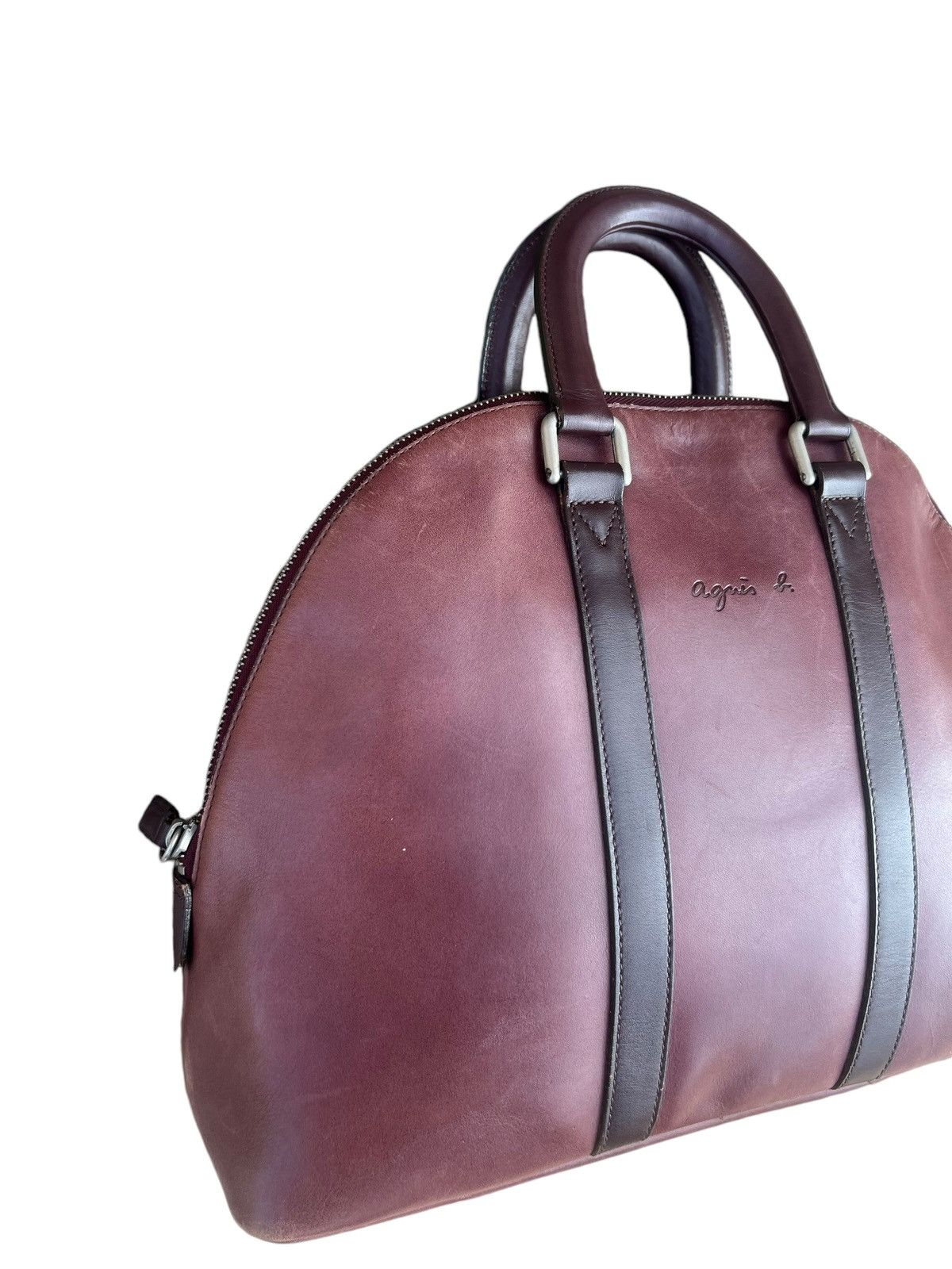 agnes b. Vintage Agnes B. Voyage Distress Fade Patina Leather Bag Size ONE SIZE - 7 Thumbnail