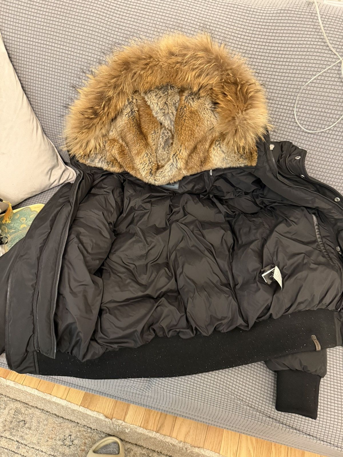 Rudsak RUDSAK Black Down Bomber Jacket w/ Natural Fur Hood Size US S / EU 44-46 / 1 - 2 Thumbnail