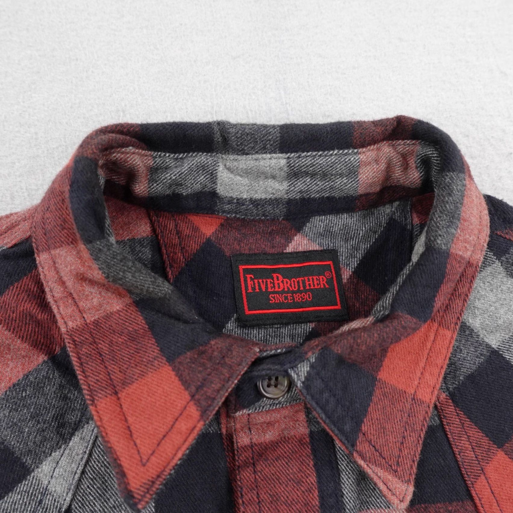 Vintage FiveBrother Shirt Men Large Red Gray Plaid Flannel Pearl Snap Overshirt Shacket Button-Up Outdoor Mens Size US L / EU 52-54 / 3 - 2 Thumbnail