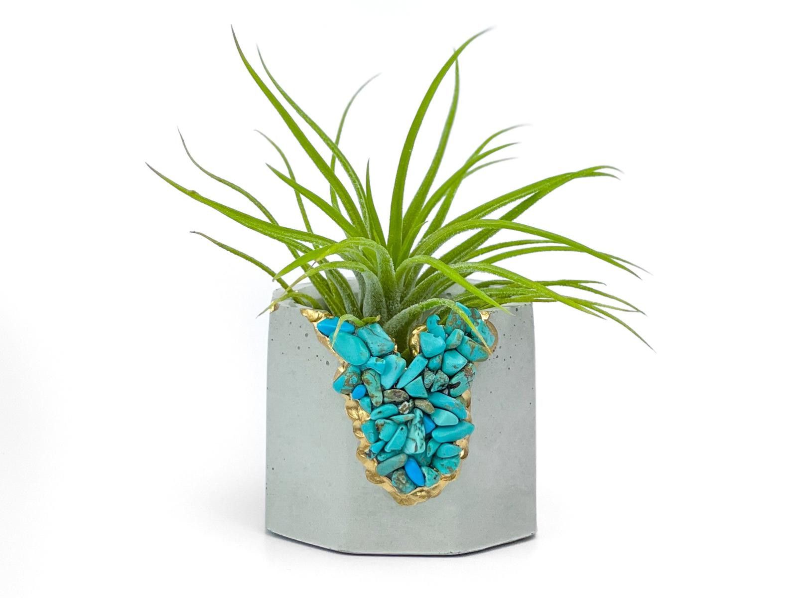 Other Turquoise Crystal Concrete Planter Air Plant Holder Gift Size ONE SIZE - 2 Thumbnail