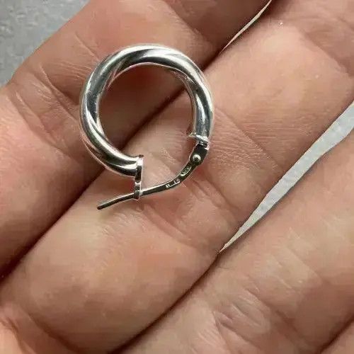 Jewelry TWISTED STERLING SILVER HOOP EARRINGS for men Size ONE SIZE - 3 Thumbnail