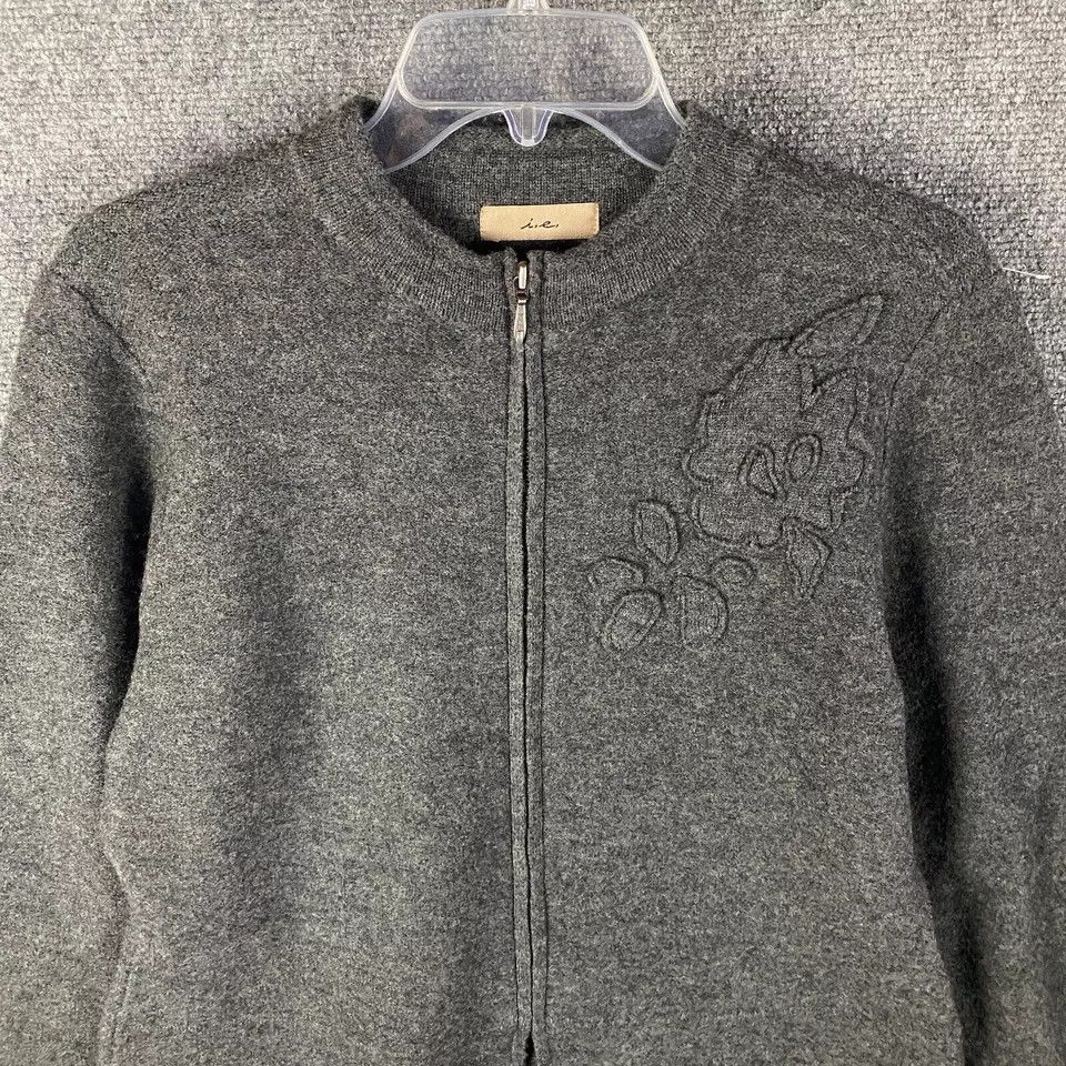 Other I.E. Sweater Women's XL 100% Wool Full Zip Gray Knit Size XL / US 12-14 / IT 48-50 - 2 Thumbnail
