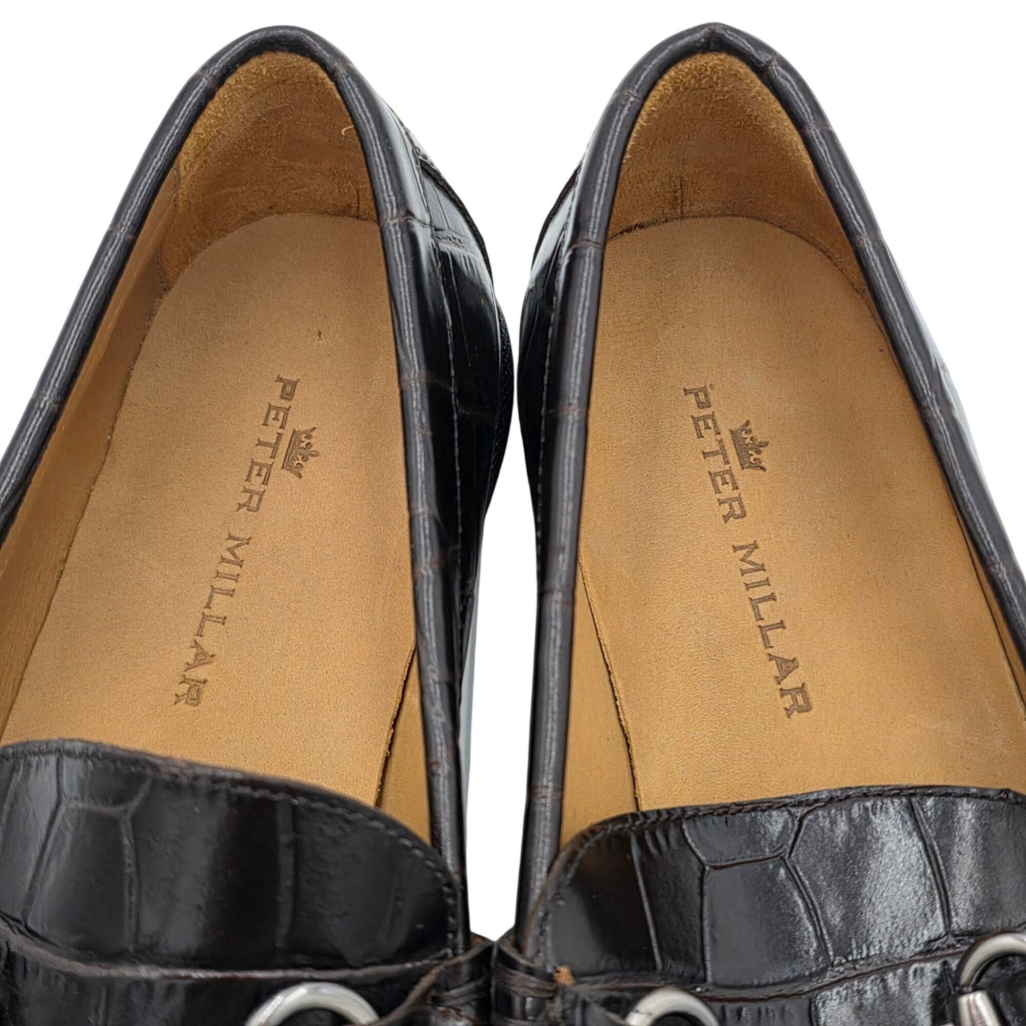 Peter Millar NEW Peter Millar Dark Brown Crocodile Embossed Leather Loafe Size US 9 / EU 42 - 6 Thumbnail