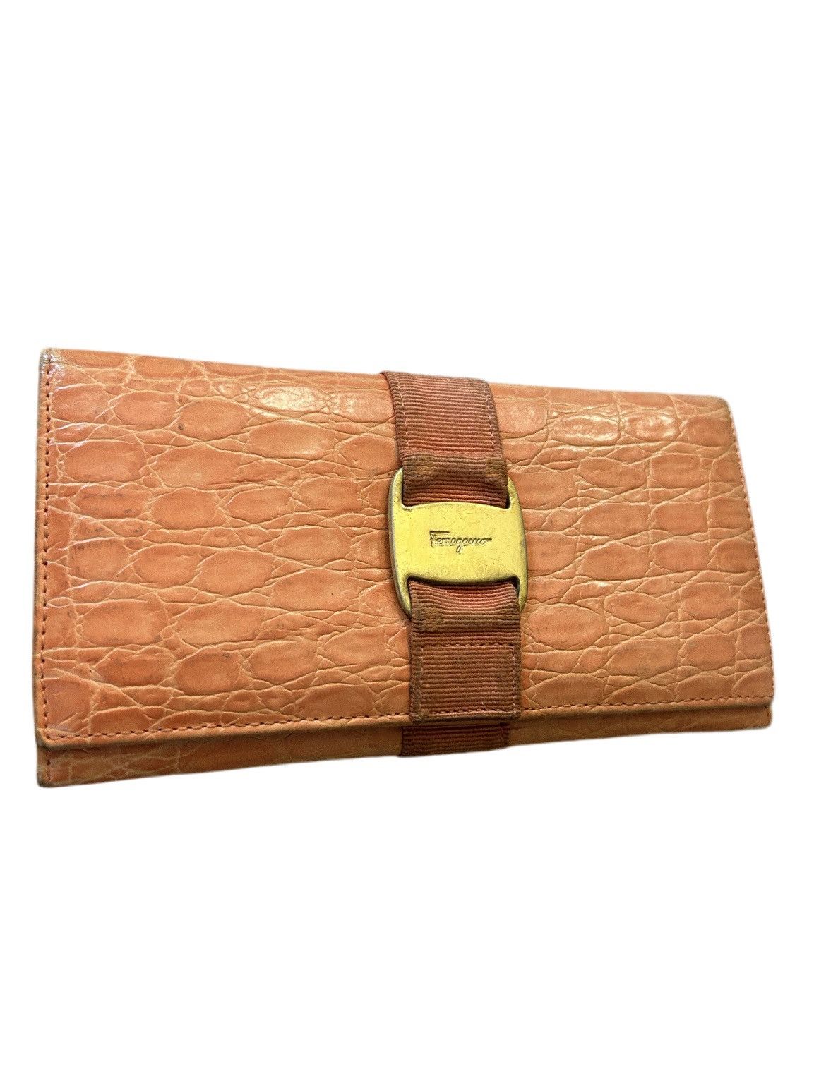 Salvatore Ferragamo Ferragamo Orange Leather Long Wallet Size ONE SIZE - 1 Thumbnail