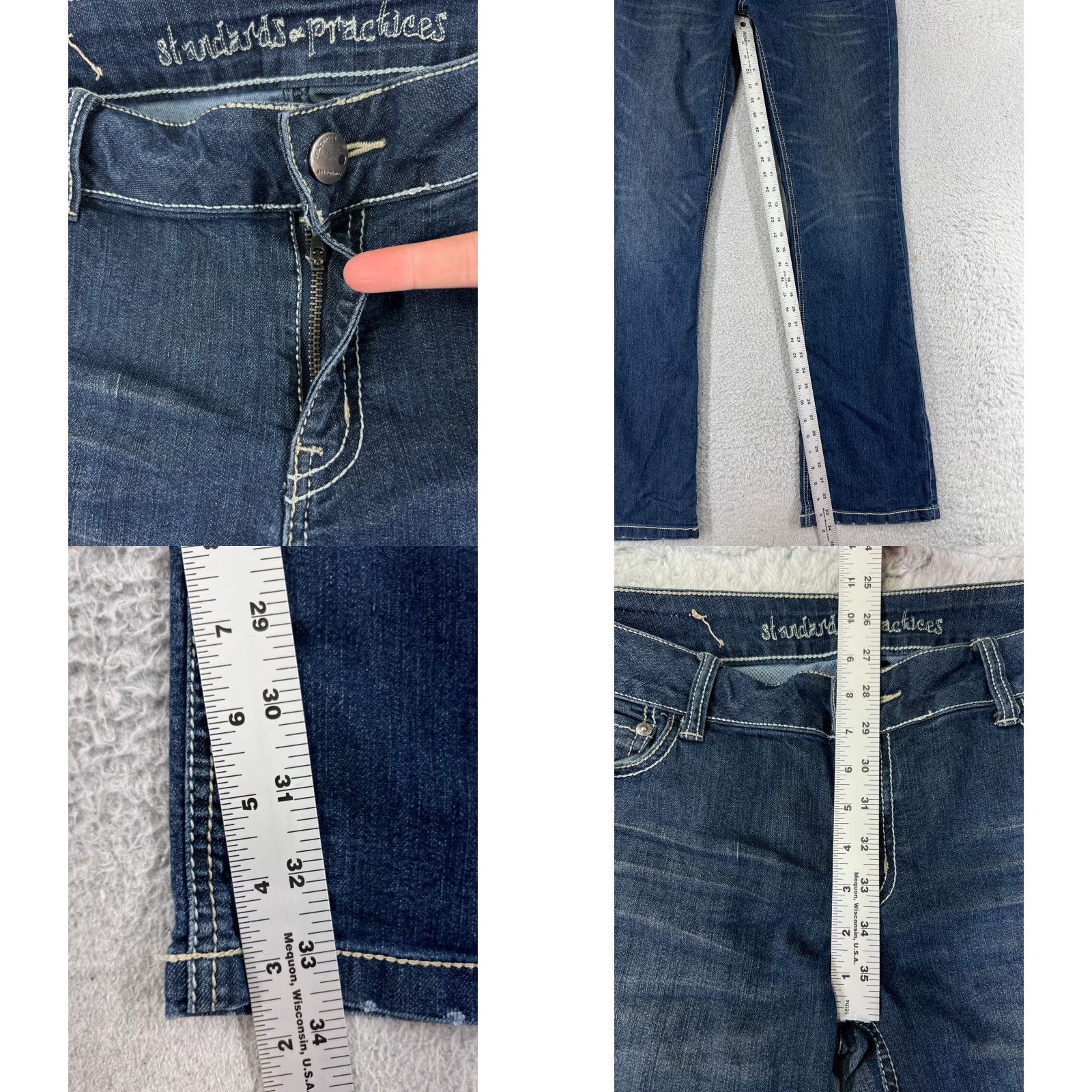 Denime Womens Standard Practice Jeans Denim Blue Bootcut 11 Pants Embroidered Cotton Size 30" / US 8 / IT 44 - 8 Thumbnail