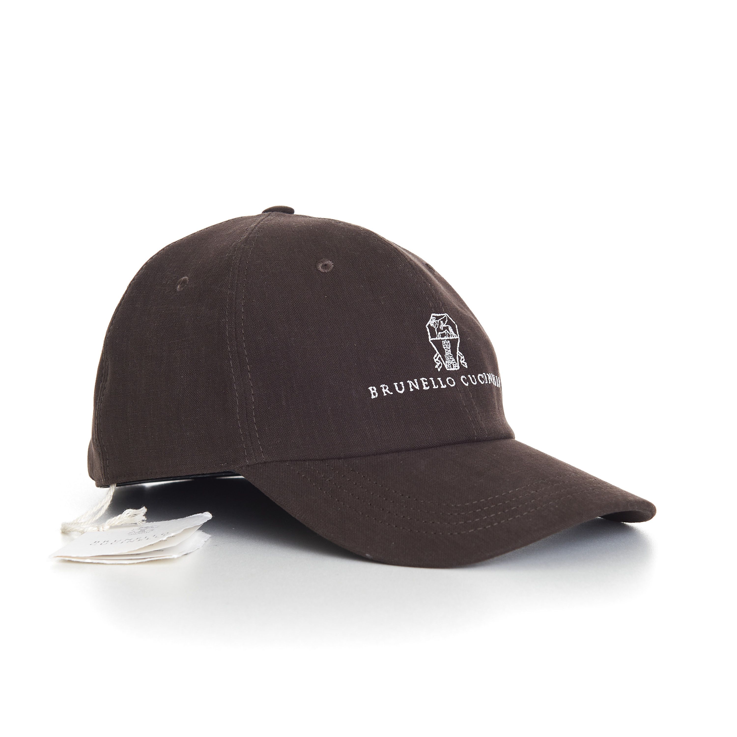 Brunello Cucinelli Baseball Cap In Brown Linen With Embroidered Logo Size M Size ONE SIZE - 6 Thumbnail