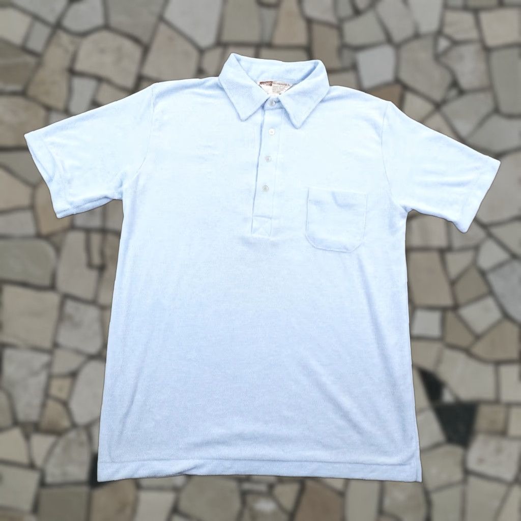 Vintage VINTAGE Montgomery Ward Polo Shirt Mens L Blue Velour Towel Terry Cloth 70s Size US L / EU 52-54 / 3 - 1 Thumbnail