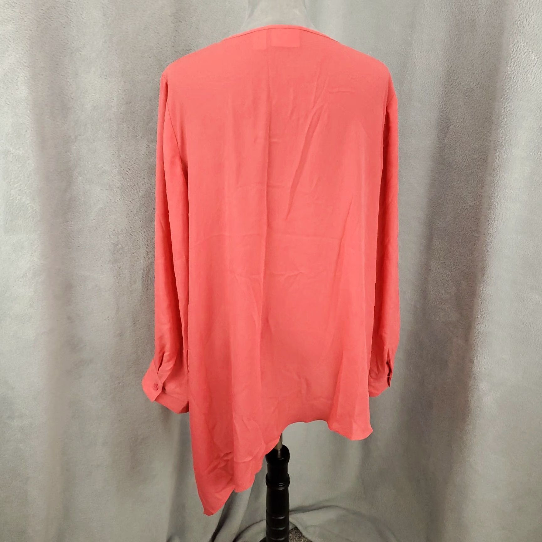 Vintage Chicos Blouse Tunic Womens XL Coral Henley Popover Asymmetrical Hem Artsy Size XL / US 12-14 / IT 48-50 - 3 Thumbnail