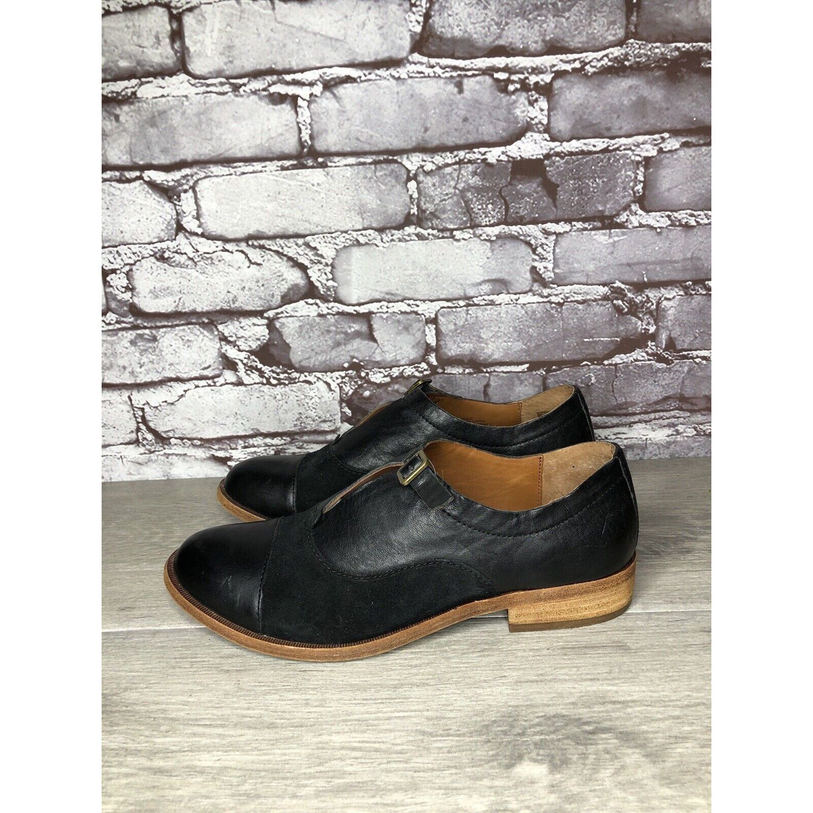 Other Kork Ease Niseda Black Leather Suede Monk Strap Oxfords Shoe Size US 8 / IT 38 - 1 Thumbnail
