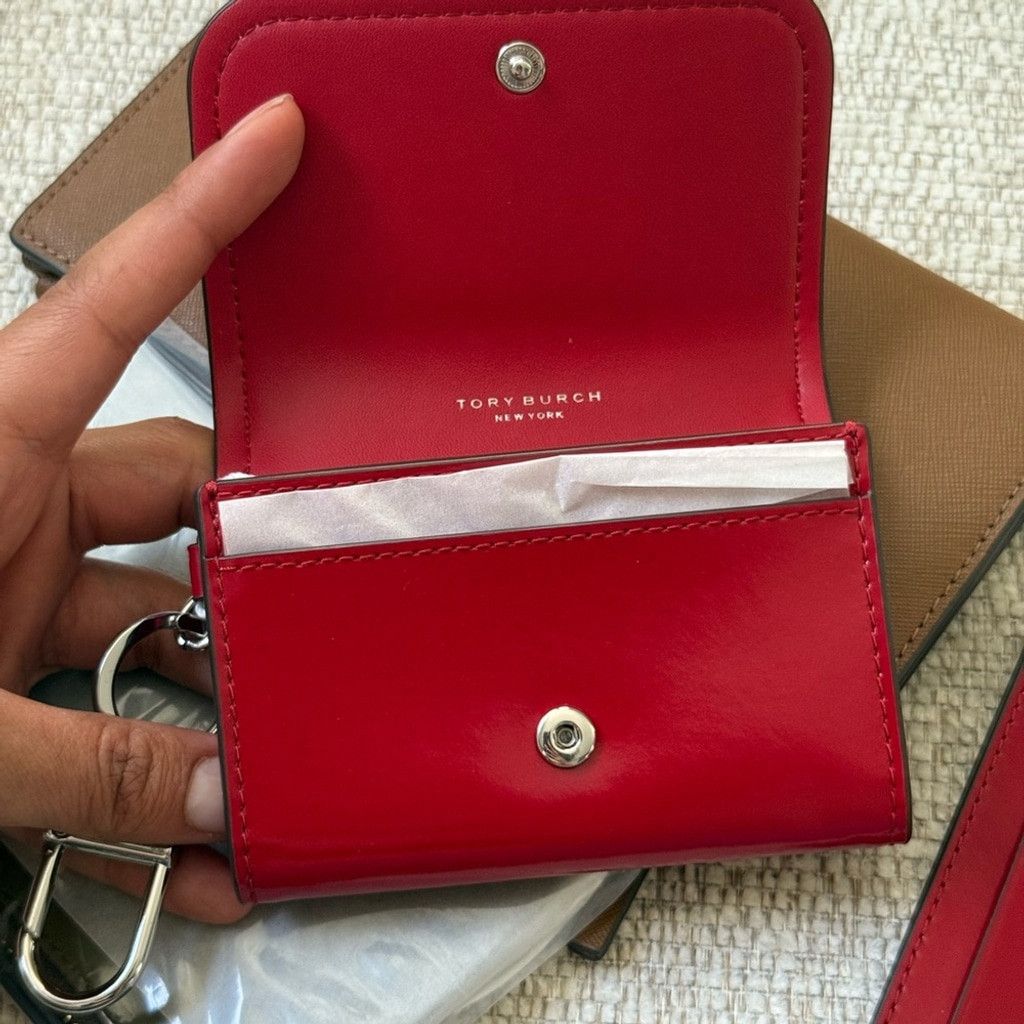 Tory Burch New TORY BURCH EMERSON PATENT FLAP CARD CASE WARM RED Size ONE SIZE - 3 Thumbnail