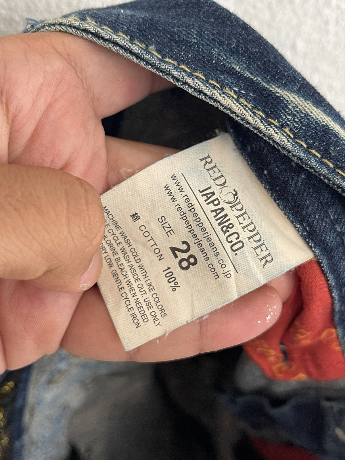 Japanese Brand Red Pepper Peace Embroidered Jeans Size 32" / US 10 / IT 46 - 10 Thumbnail