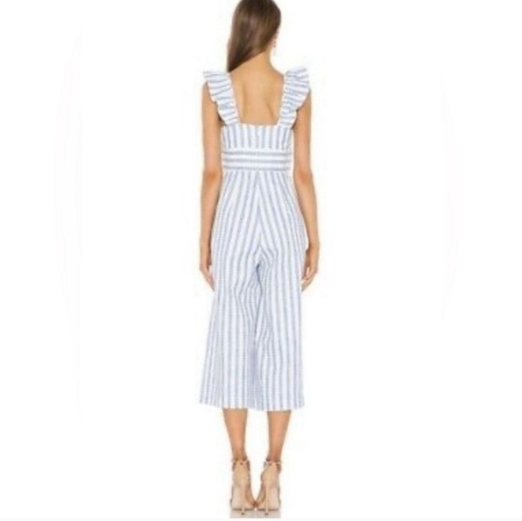 BCBGeneration EUC BCBGeneration Ruffle Sleeve Striped Jumpsuit in Sky Blue Size 26" / US 2 / IT 38 - 4 Thumbnail