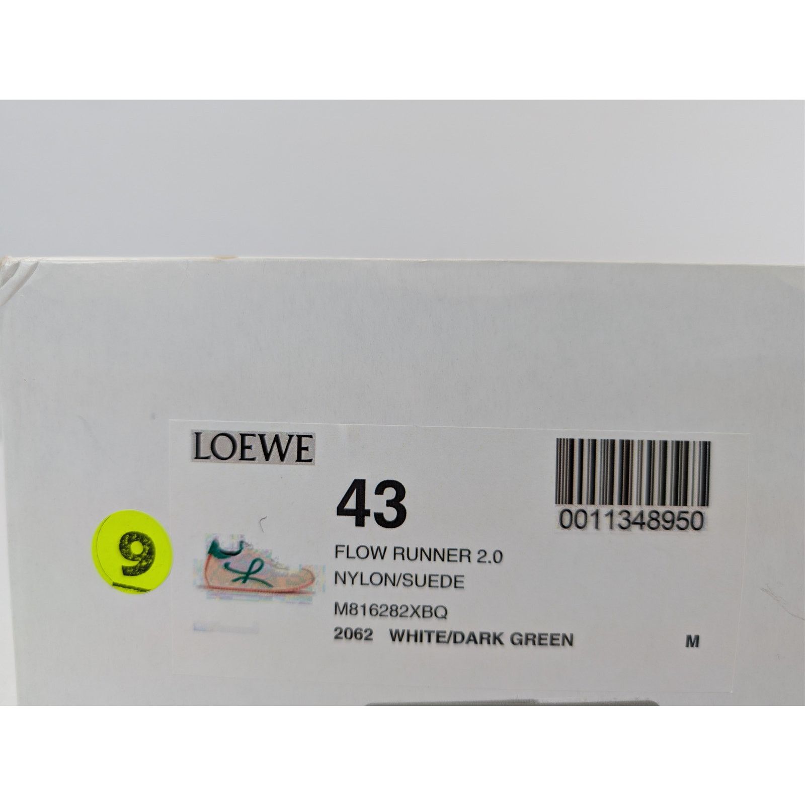 Loewe o1rshd1 Nylon Suede Flow Runner Sneakers in White/Dark Green Size US 10 / EU 43 - 22 Thumbnail