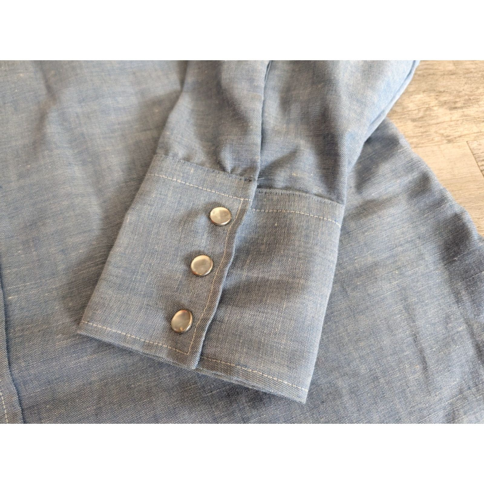 Vintage VINTAGE King Size Shirt Western Chambray Long Sleeve Dagger Collar Pearl Snap Tall Medium Size US M / EU 48-50 / 2 - 2 Thumbnail