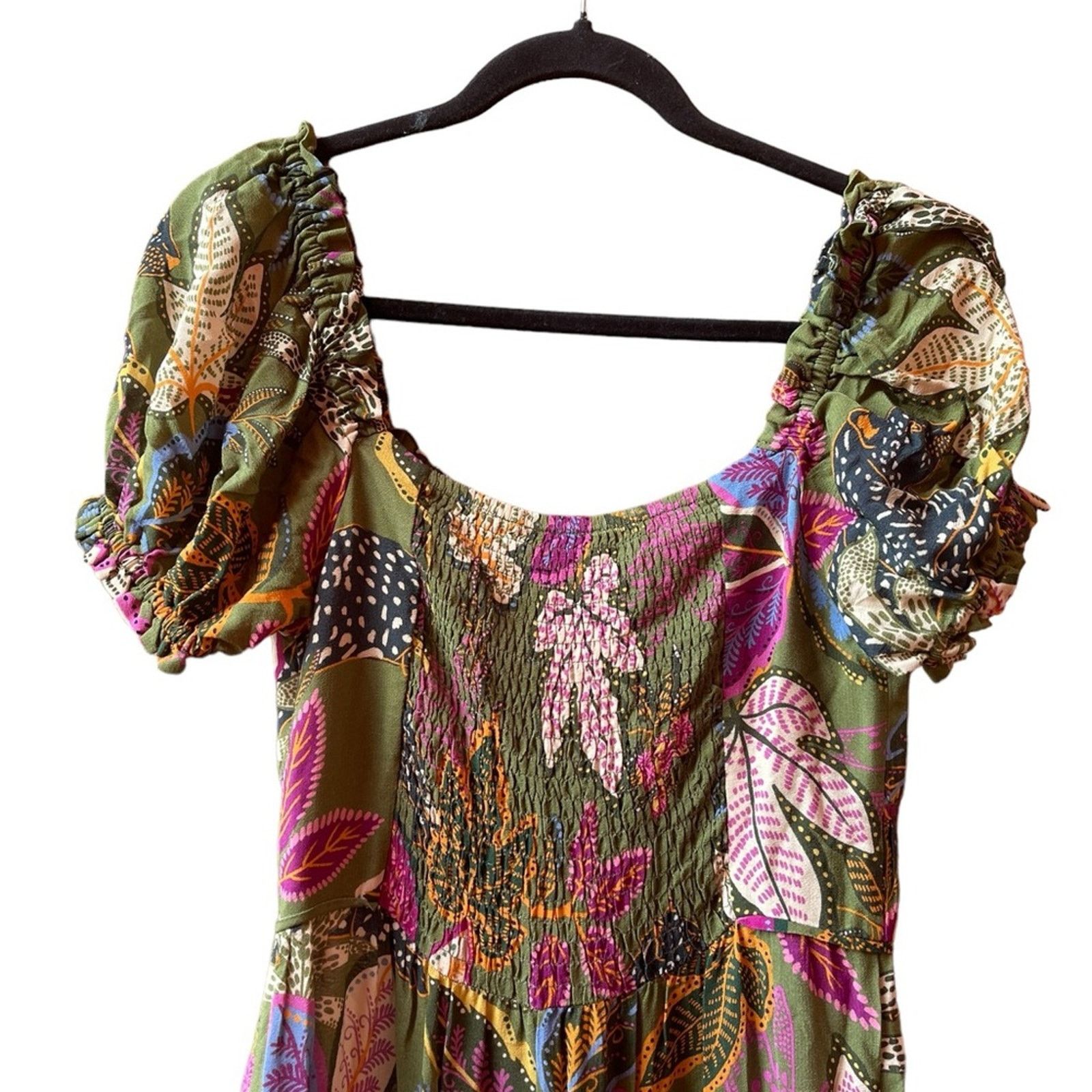 NWT Farm Rio Green Wild Jungle Corset Midi Dress Tropical S -  conticontadores.com.br