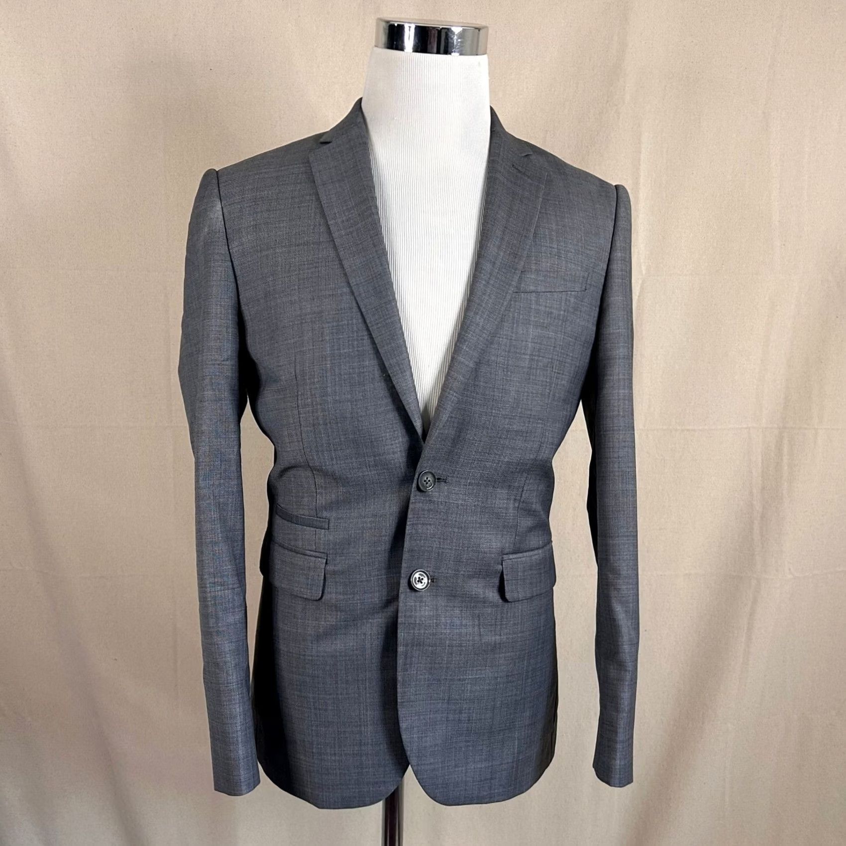 Express Express Gray Wool Blend Suit 38R Two Button Vented Photographer Slim Fit 32x30 Mens Size 38R - 2 Thumbnail