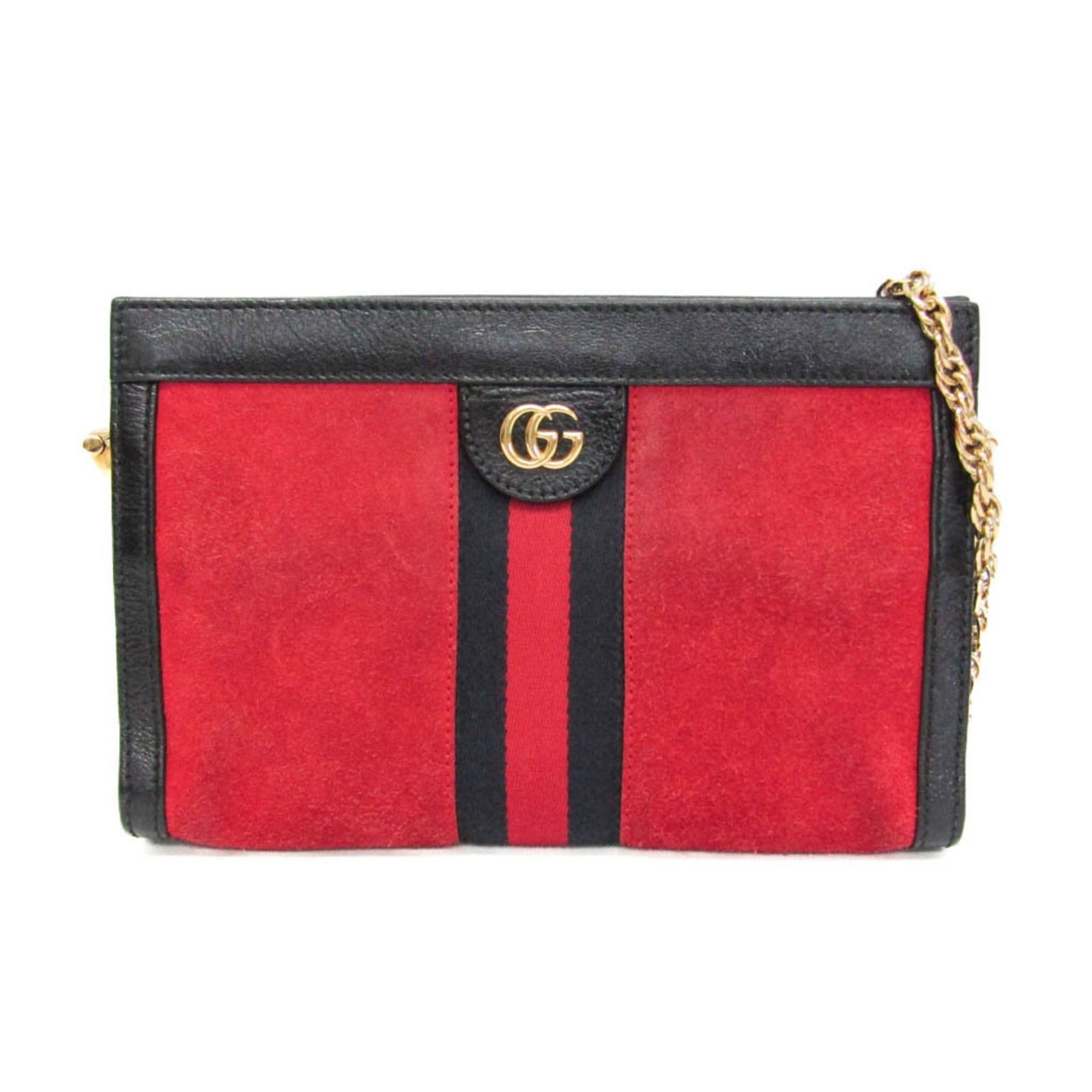 Gucci Gucci Ophidia 503877 Women's Leather,Suede Shoulder Bag Black,Red Color Size ONE SIZE - 1 Thumbnail