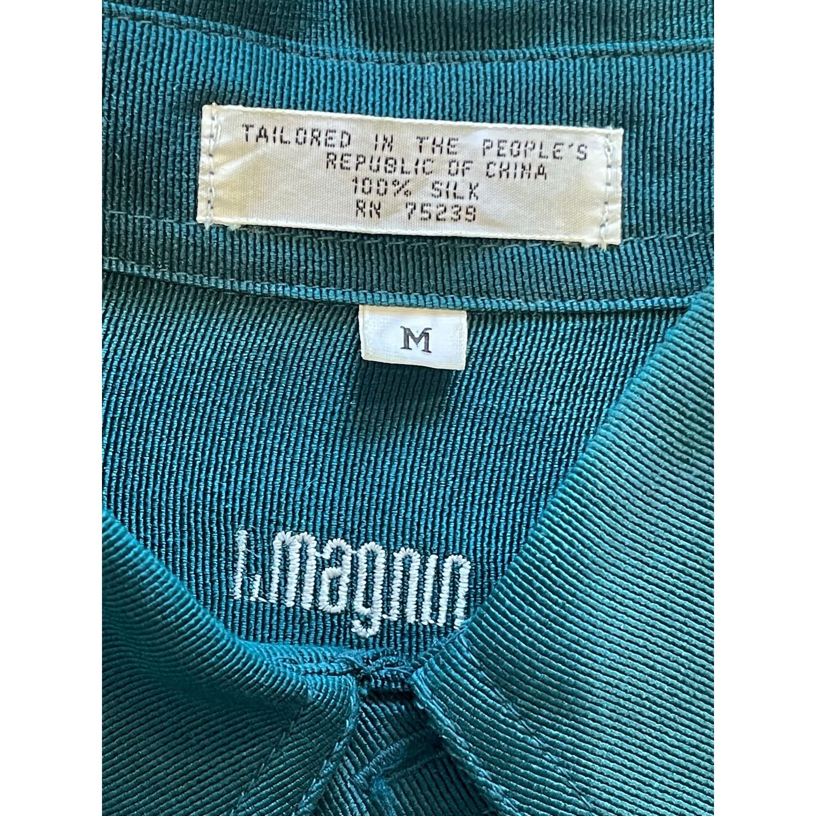 I. Magnin VTG I. Magnin Men's 100% Silk Teal Blue Button Down Size M Size US M / EU 48-50 / 2 - 3 Thumbnail