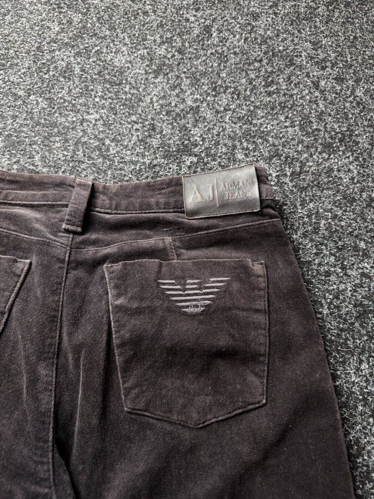 Armani Luxury 00s Armani Jeans AJ Velour Pants Brown Straight Y2K Size 28" / US 6 / IT 42 - 20 Thumbnail