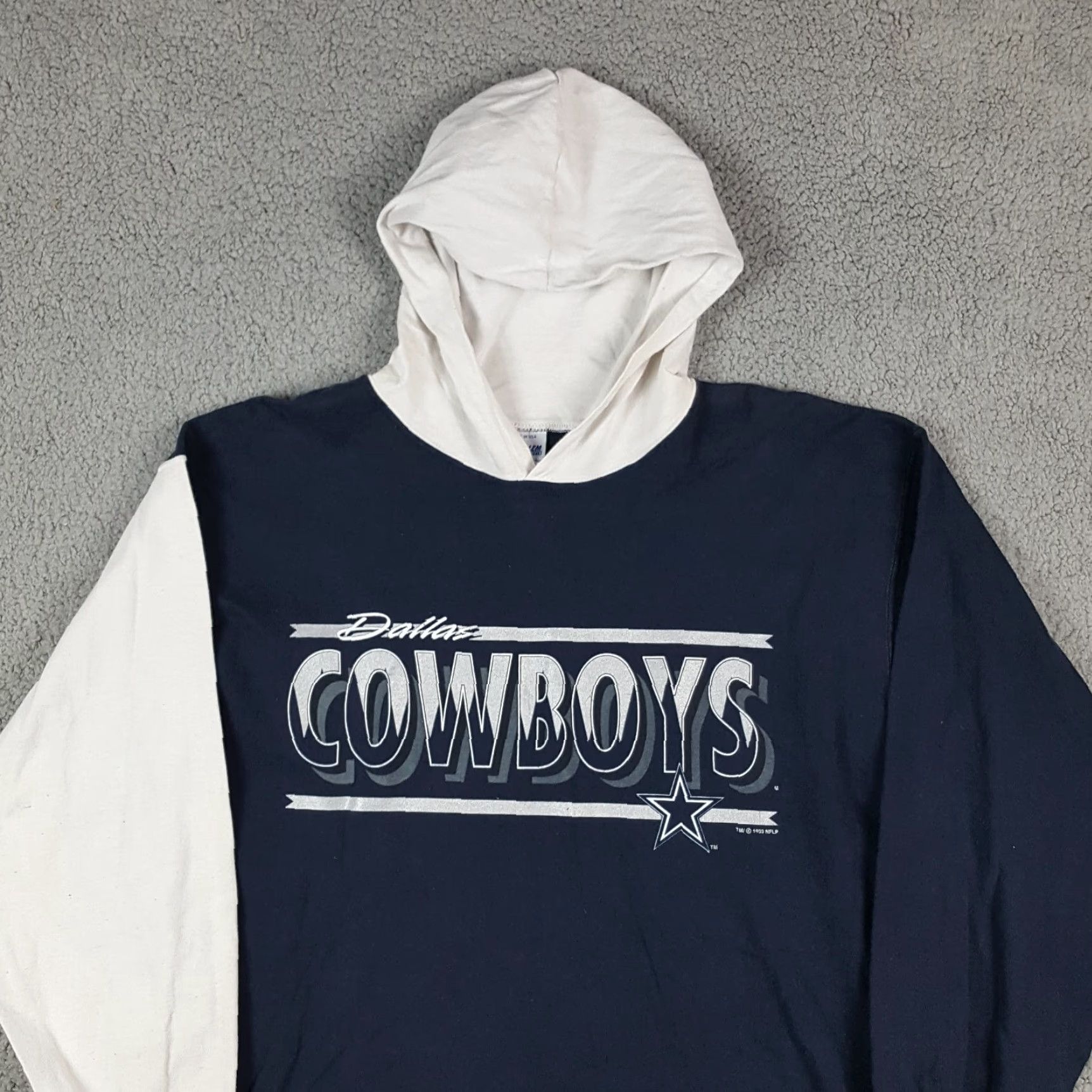 NFL VINTAGE Dallas Cowboys NFL Hooded T-Shirt Shirt Long Sleeve Men Medium Blue Embroidered Logo 90s 00s Football Sports Mens Size US M / EU 48-50 / 2 - 2 Thumbnail