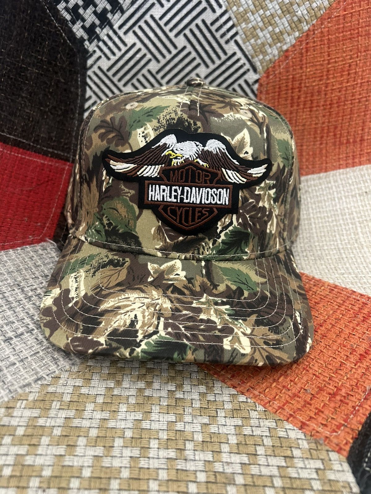 Vintage NEW HARLEY DAVIDSON CAMO BIKER HAT TRUCKER SNAPBACK Size ONE SIZE - 1 Thumbnail