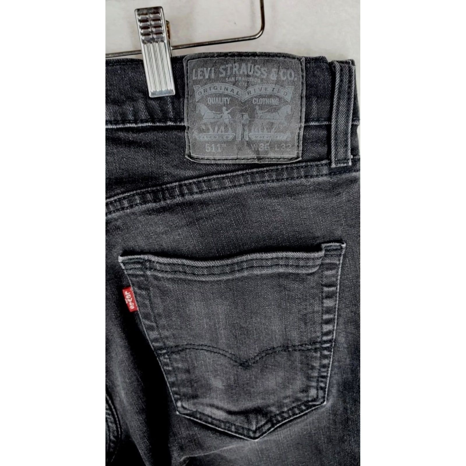 Levi's Levi's 511 Mens Straight Jeans Size 36x32 Dark Wash Black Denim Black Label Regular Stretch Cotton 5-Pocket Logo Vintage? No (adjusted) Size US 36 / EU 52 - 3 Thumbnail