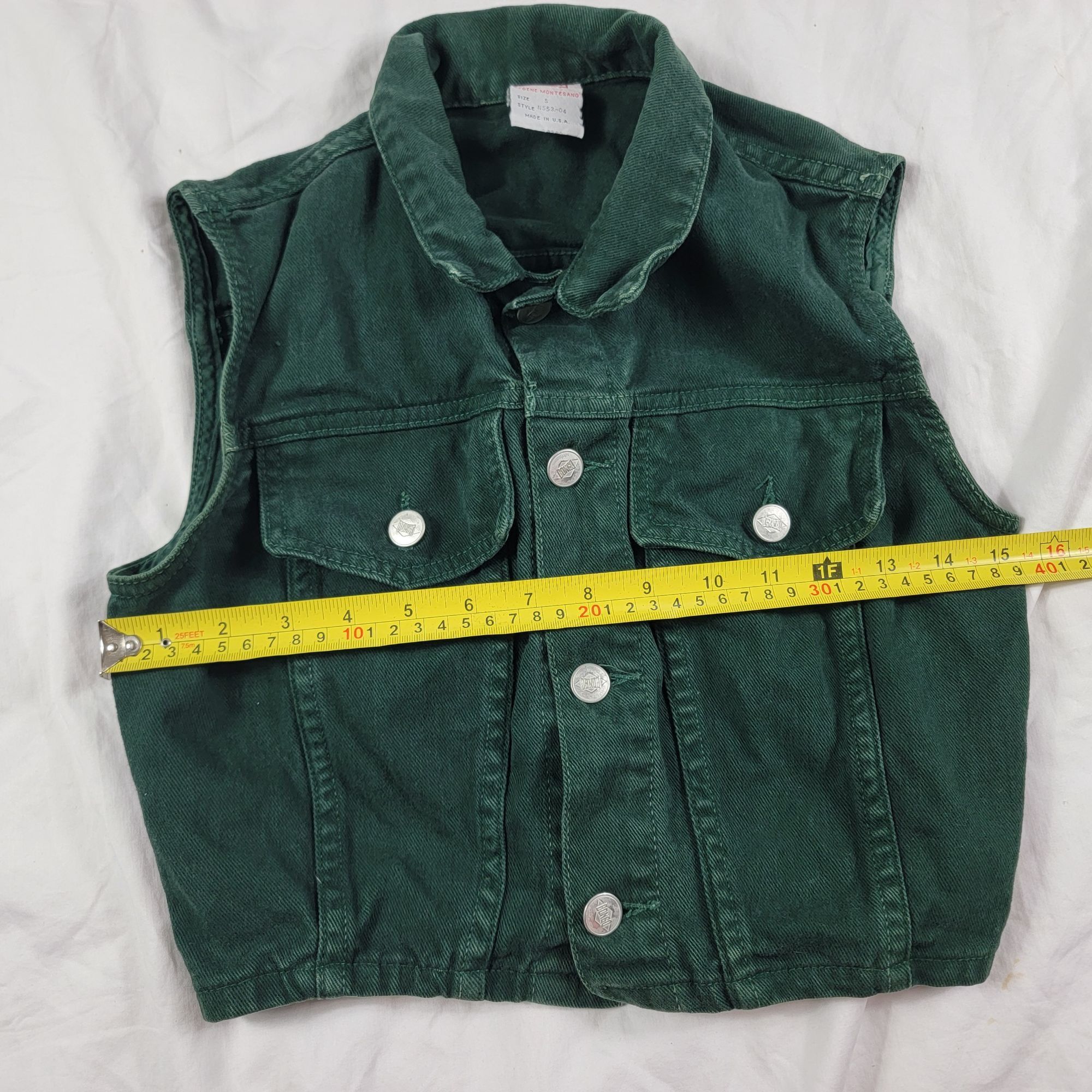Other × Vintage Vintage Bongo Womens Small Green Denim Vest By Gene Montesan Size S / US 4 / IT 40 - 6 Thumbnail