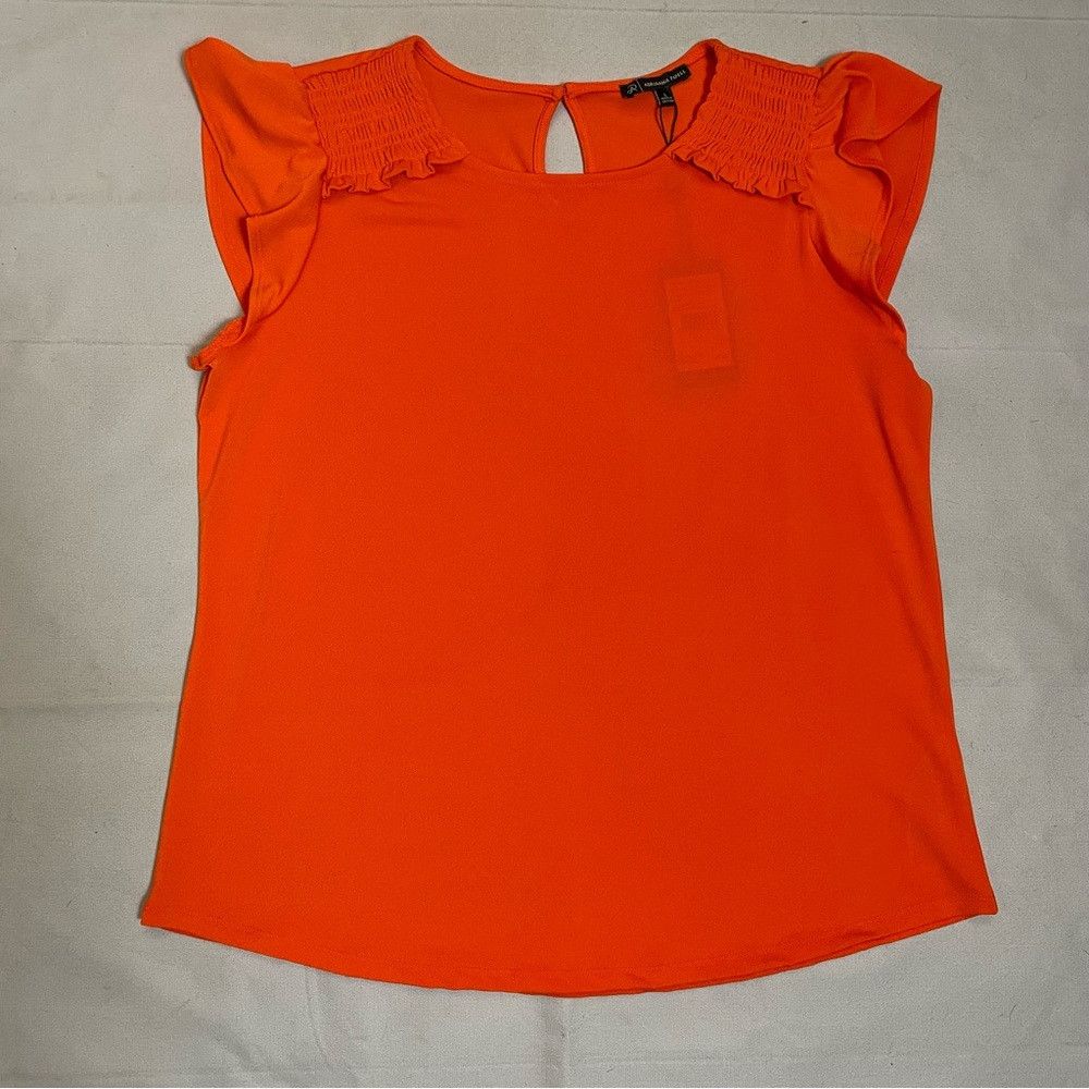Adrianna Papell NWT New $69 Adrianna Papell Smocked Shoulder Flutter Sleeve Size L / US 10 / IT 46 - 6 Thumbnail