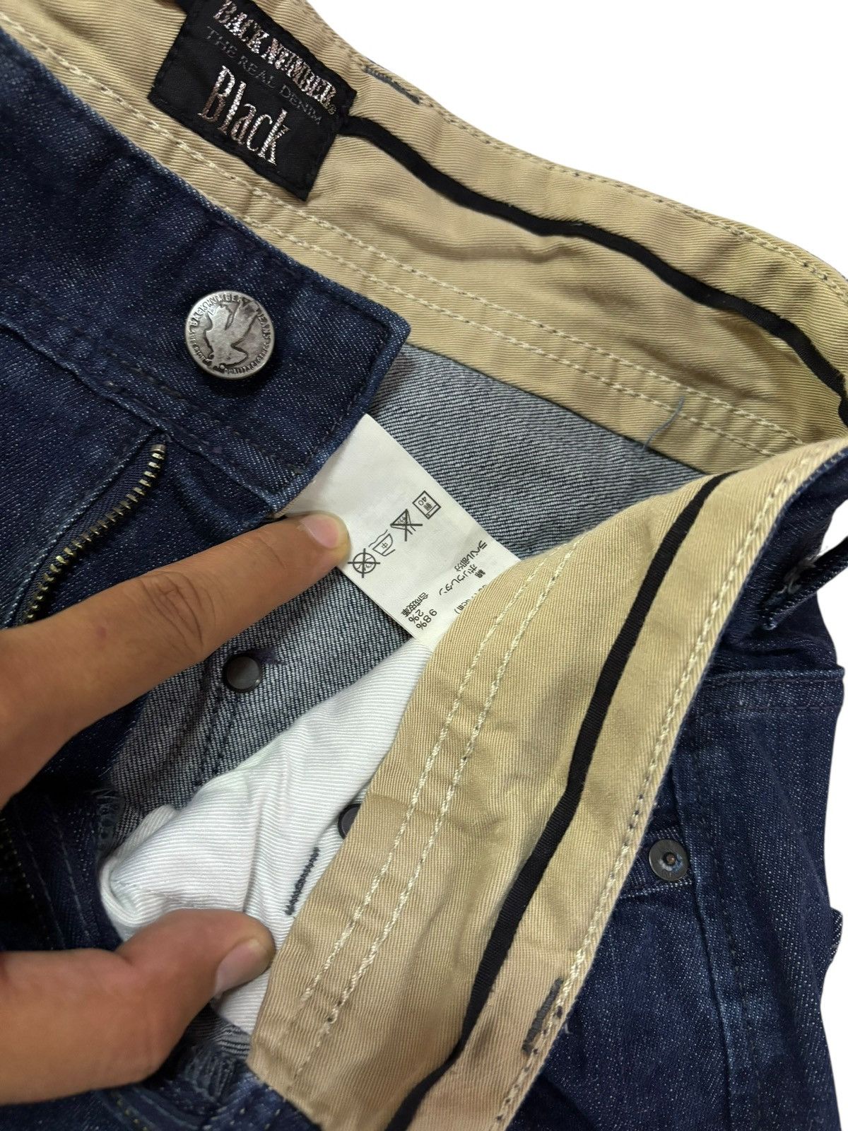 Japanese Brand Vtg BLACK by Back Number Japan Curved Jeans Size US 33 - 5 Thumbnail