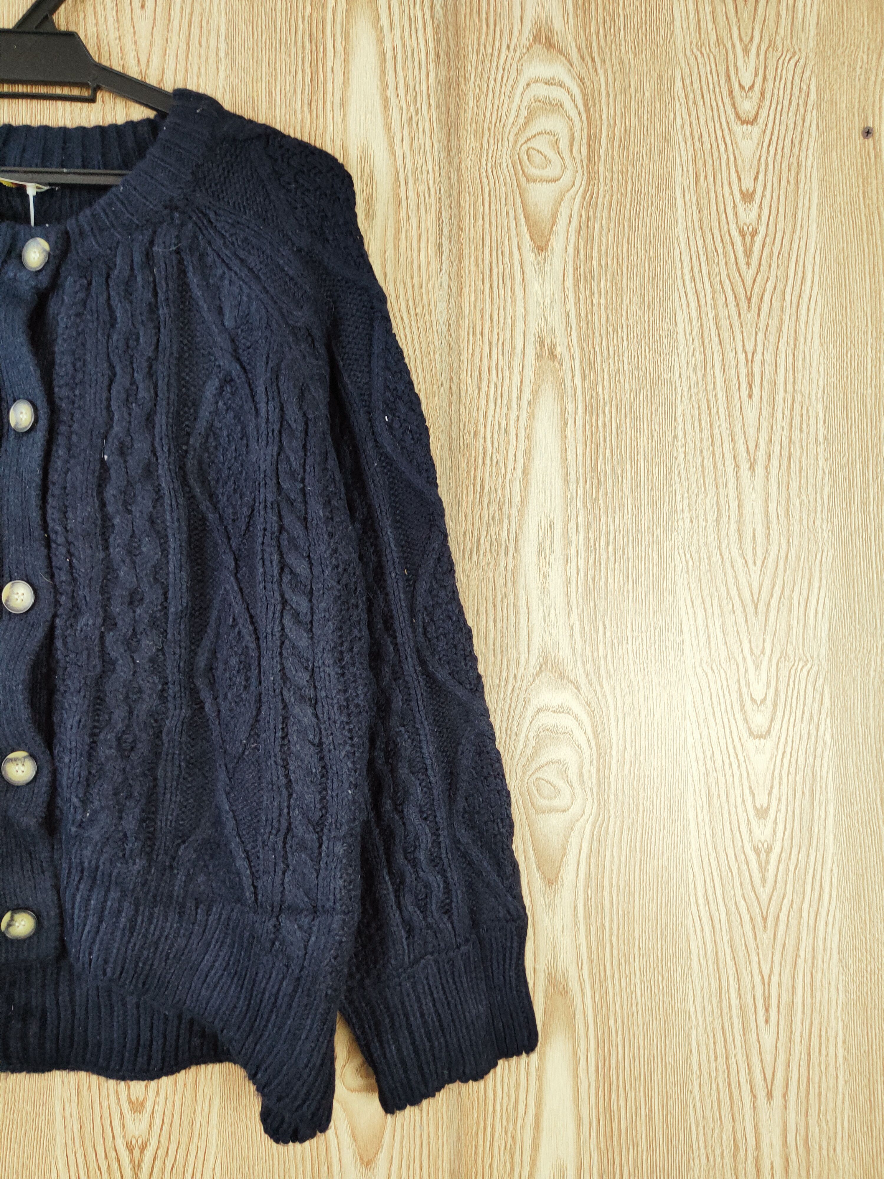 Aran Isles Knitwear GU japan Navy cable Knitwear Cardigan #W569 Size US L / EU 52-54 / 3 - 5 Thumbnail