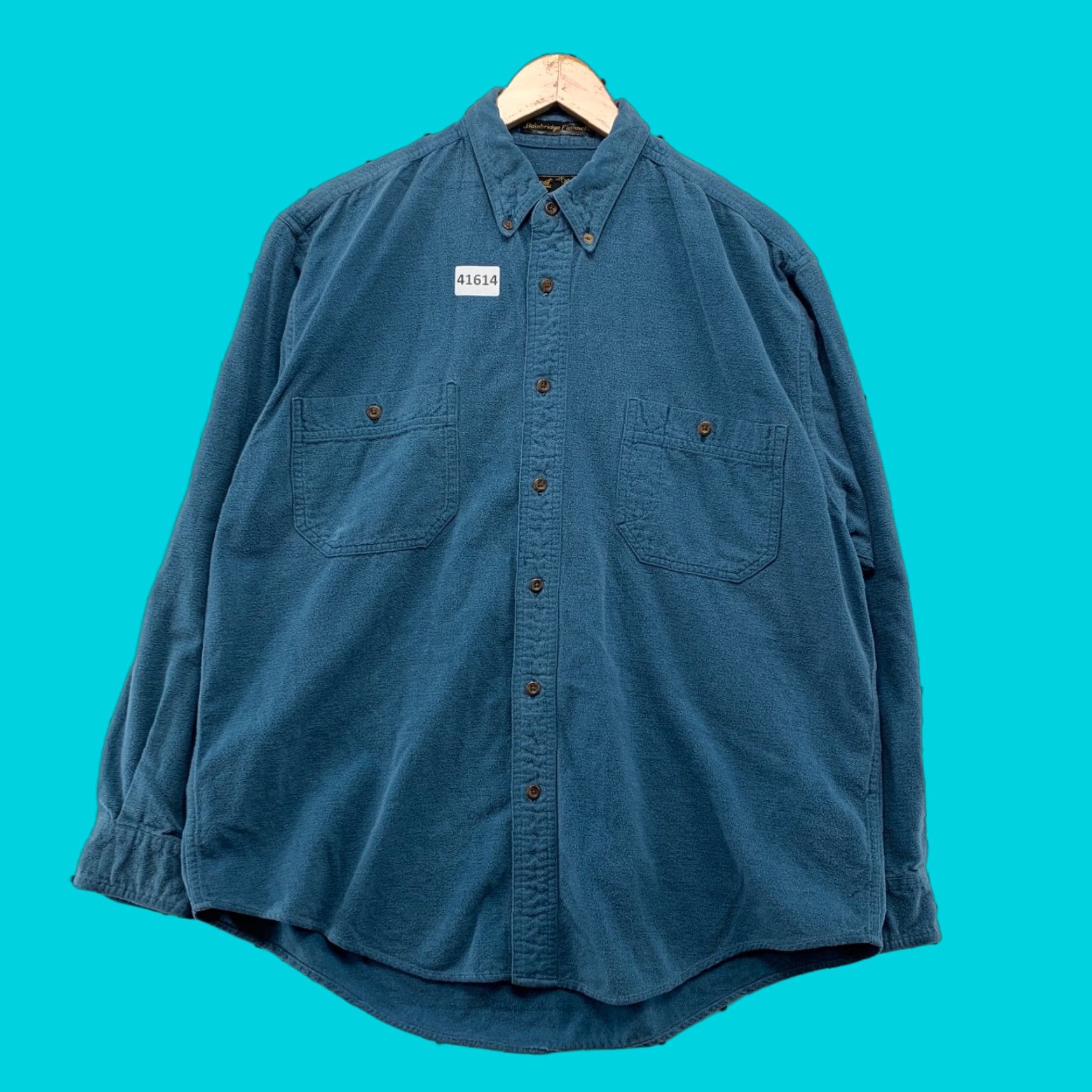 Eddie Bauer VINTAGE Eddie Bauer Shirt Mens Large Blue Bainbridge Flannel Button-Up Pockets Cotton Regular Fit Size US L / EU 52-54 / 3 - 1 Thumbnail