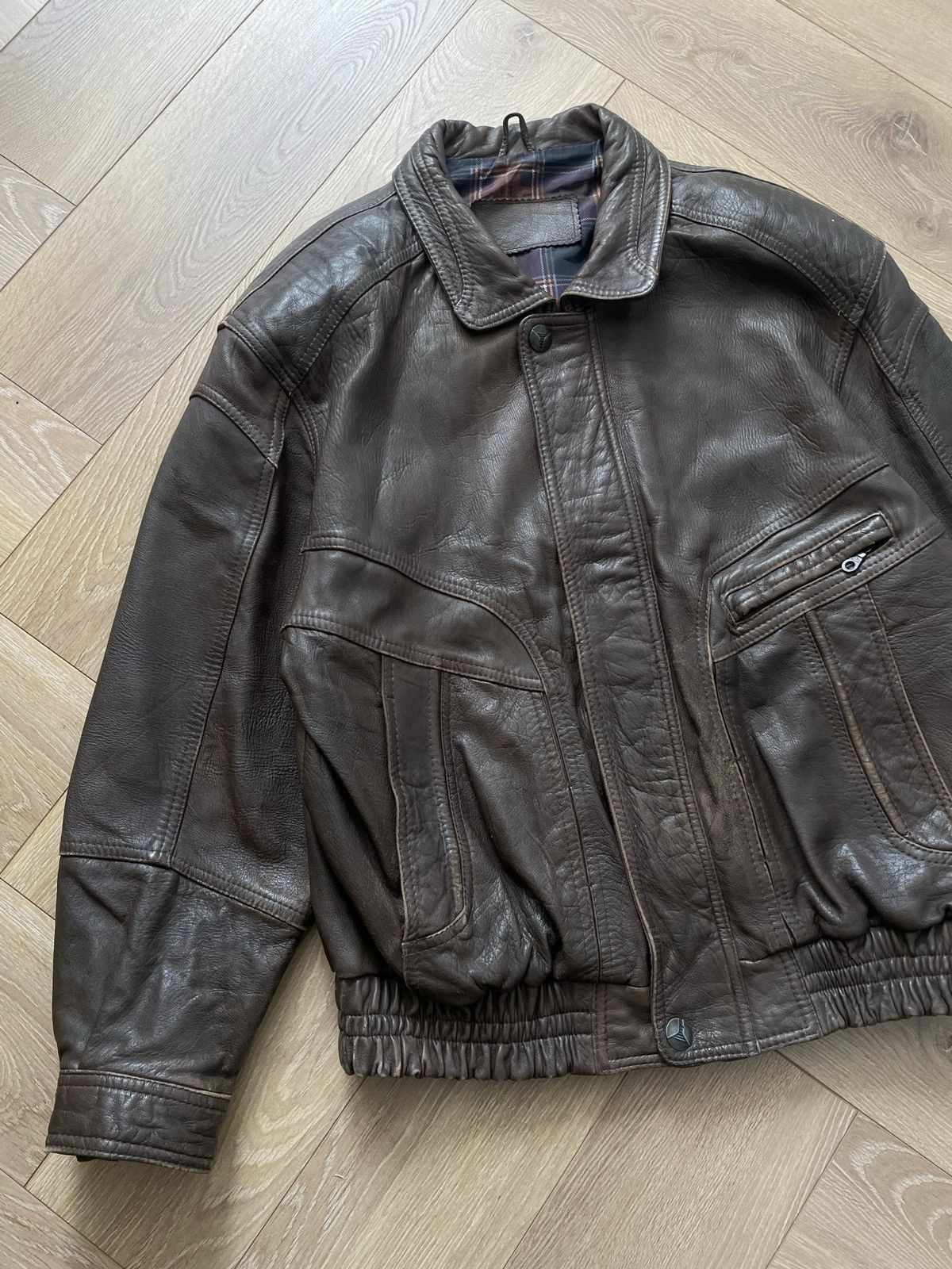 Vintage Washed Brown Retro 90s Genuine Real Leater Bomber Punk Rock Size US XL / EU 56 / 4 - 2 Thumbnail