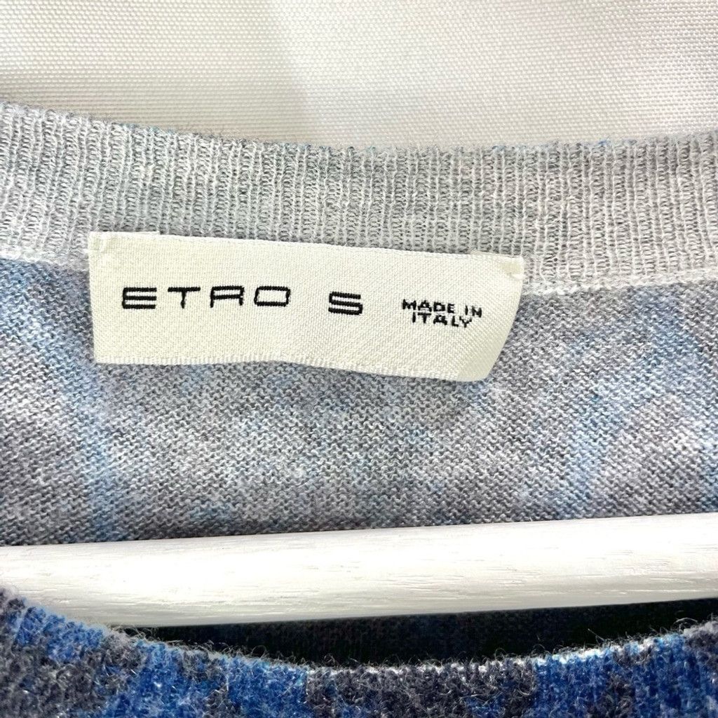 Etro ETRO Blue Paisley Cashmere Silk Crewneck Sweater Size S Size US S / EU 44-46 / 1 - 5 Thumbnail
