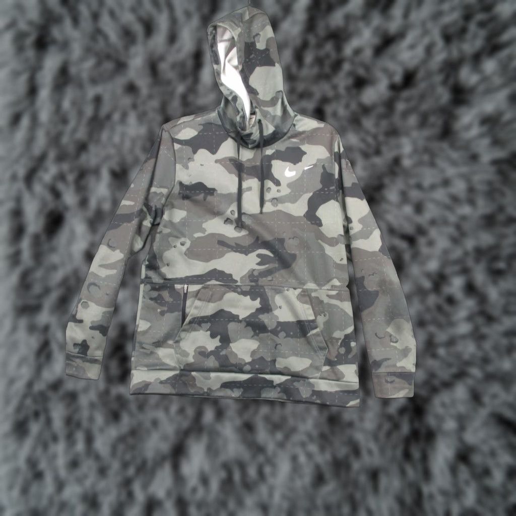 Nike Nike Hoodie Mens Medium Gray Camouflage Therma-FIT Pullover Zip Pocket DD1757-084 Size US M / EU 48-50 / 2 - 1 Thumbnail