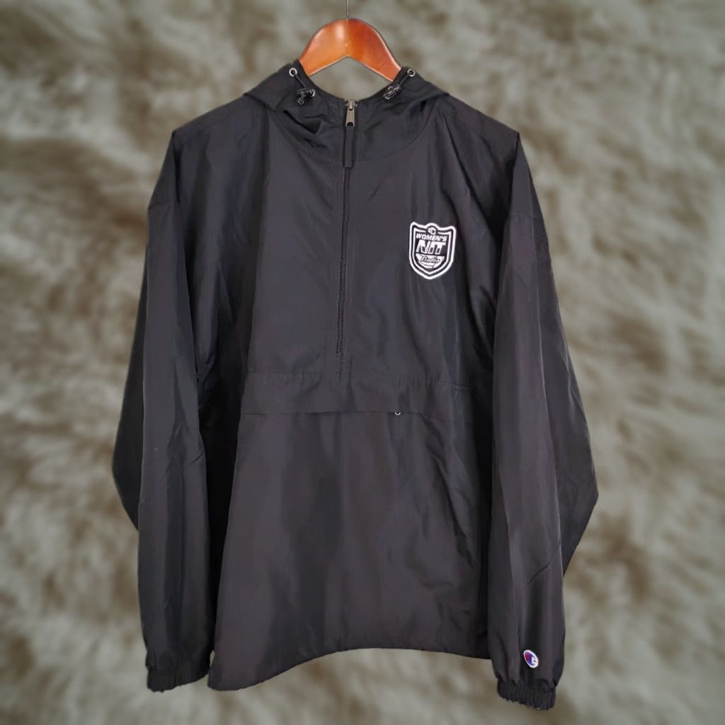 Champion Champion Windbreaker Jacket Womens XL College Basketball 1/2 Zip Pullover Black Size XL / US 12-14 / IT 48-50 - 1 Thumbnail