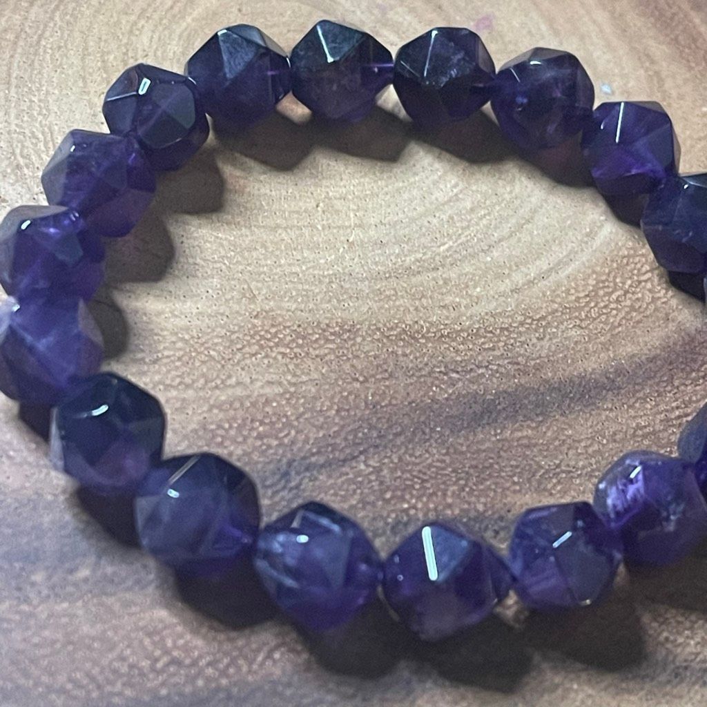 Other Amethyst purple diamond stretch beaded bracelet 7” crystal h Size ONE SIZE - 7 Thumbnail